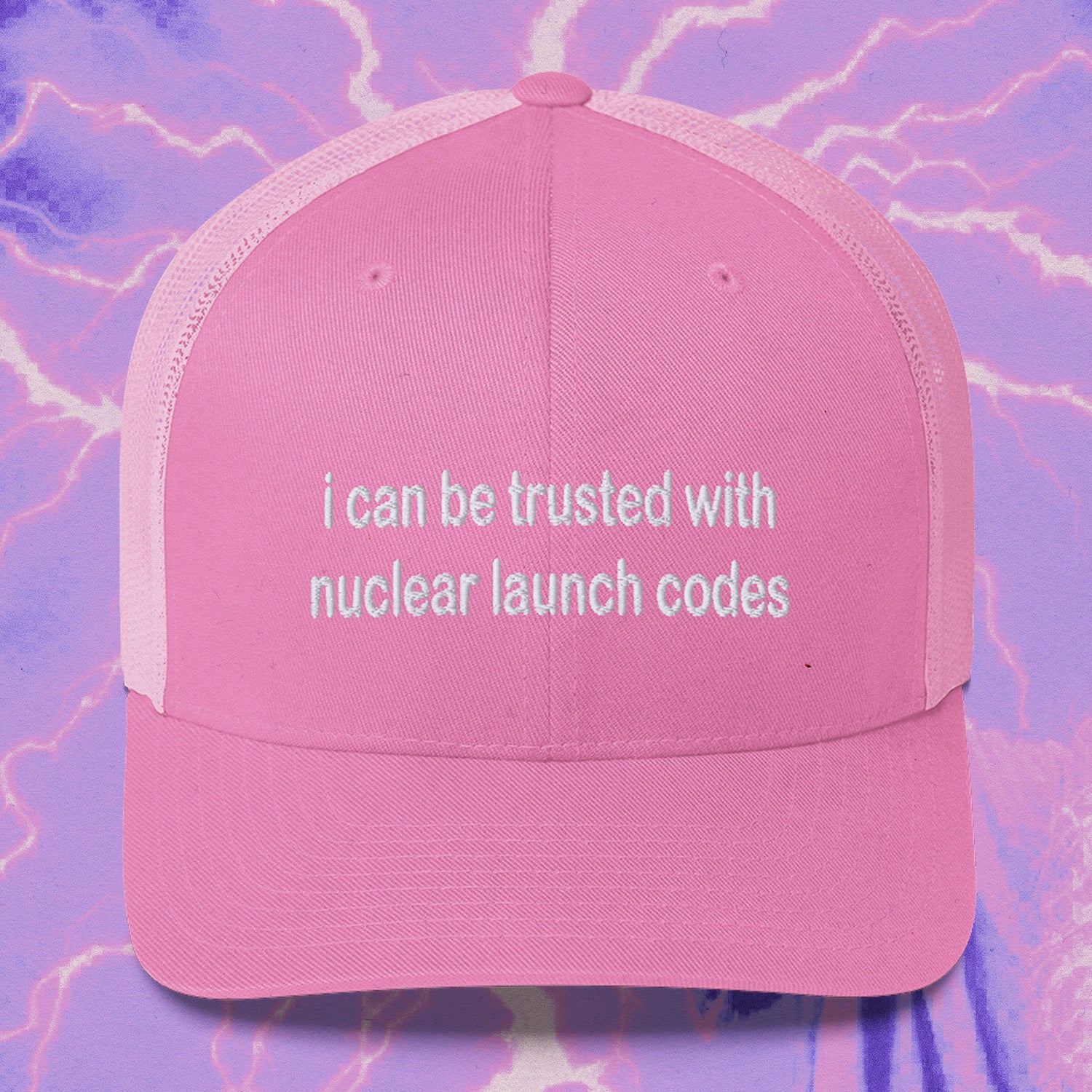 A hat with a design.