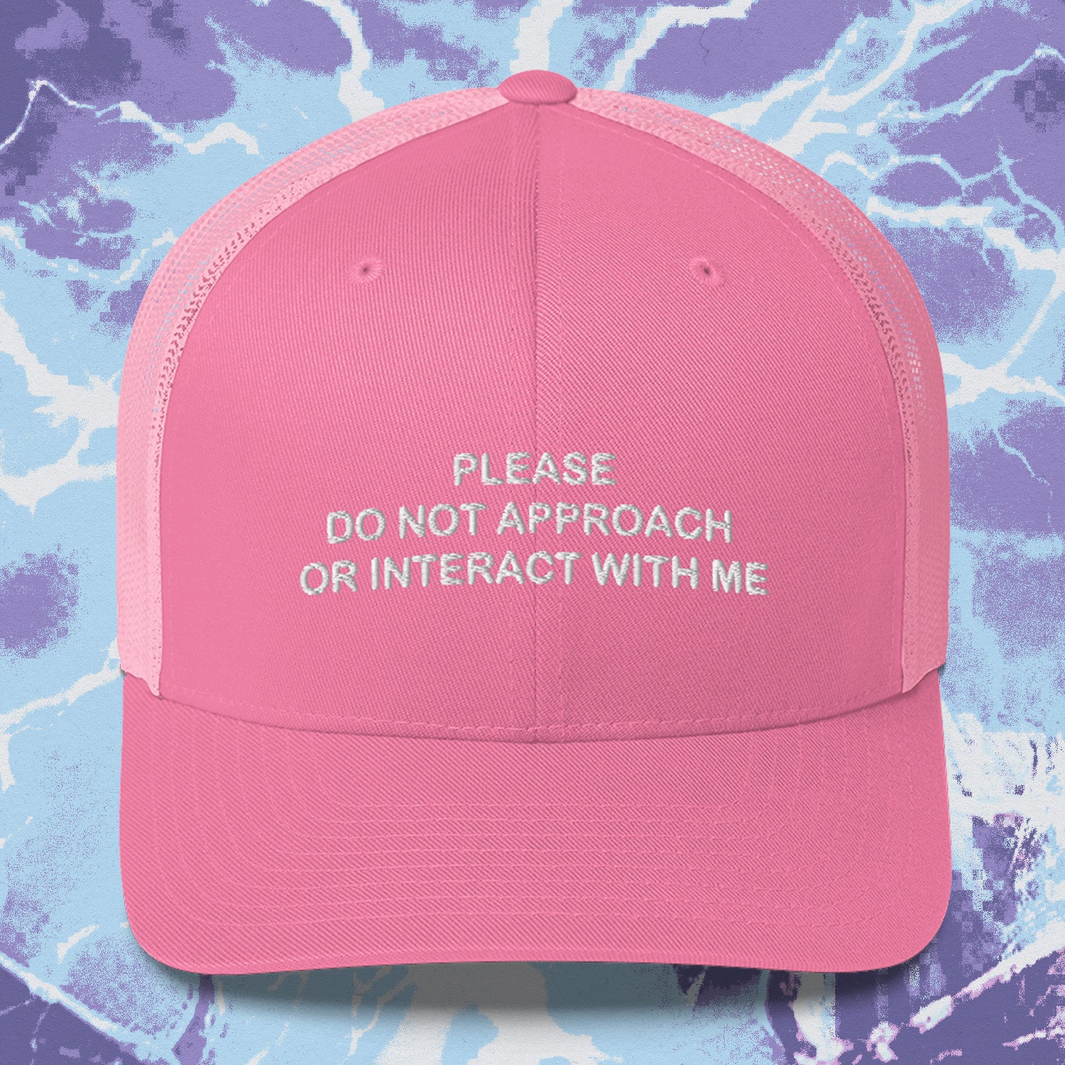 A hat with a design.