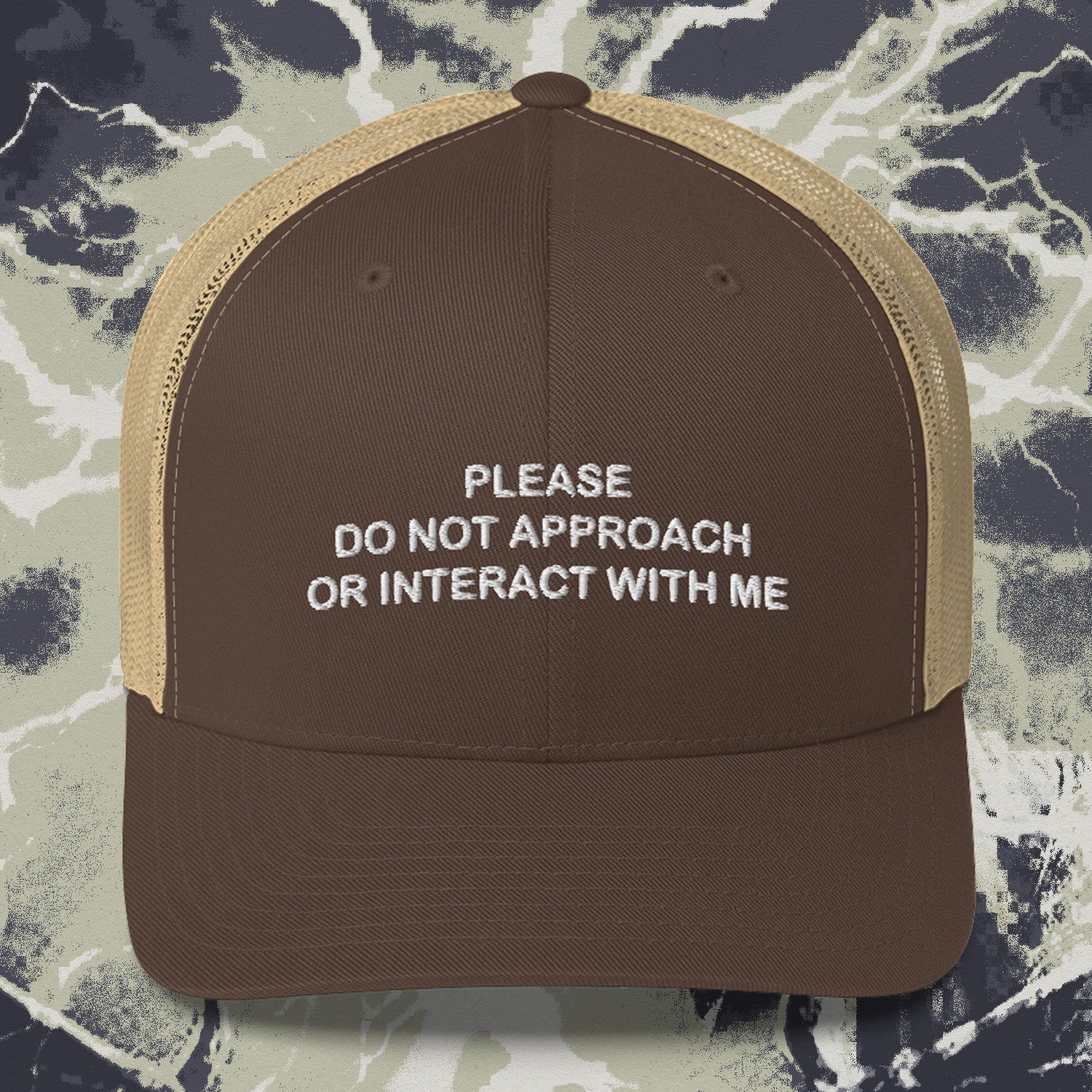A hat with a design.
