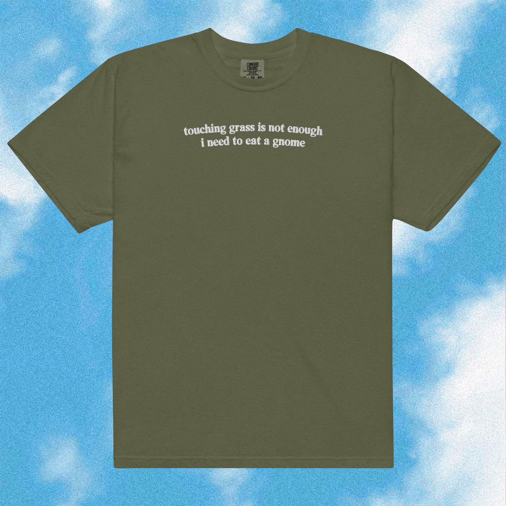 touching grass is not enough - embroidered t-shirt – dogecore