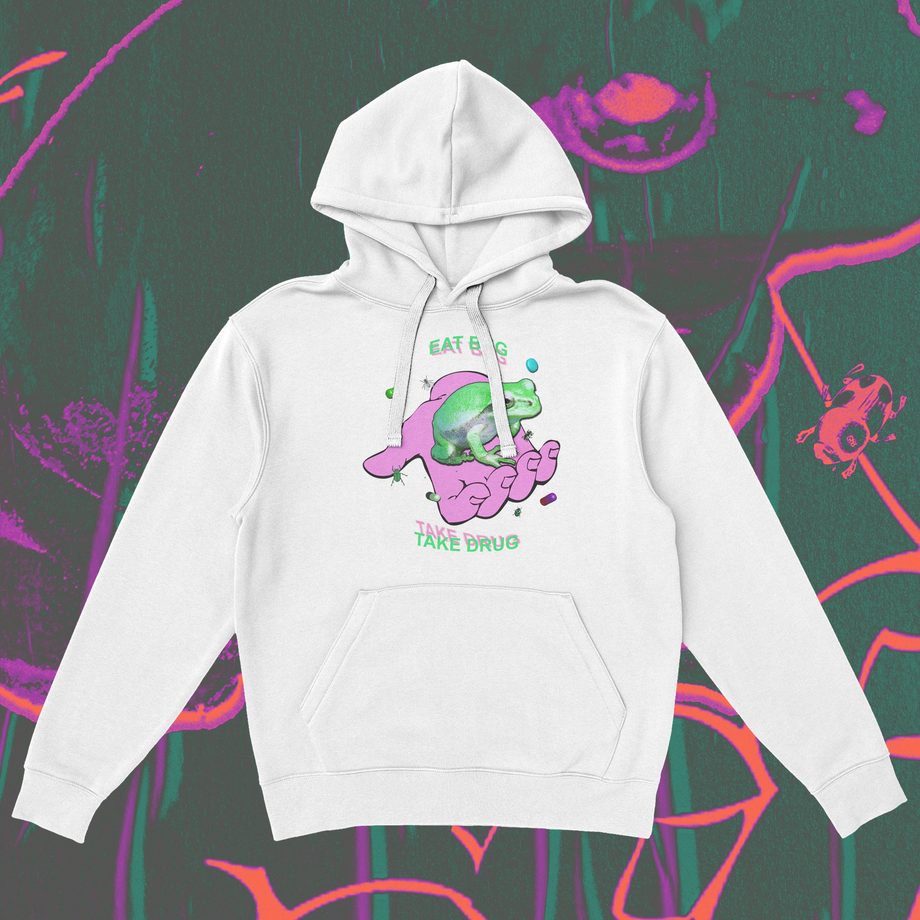 A hoodie with a design.