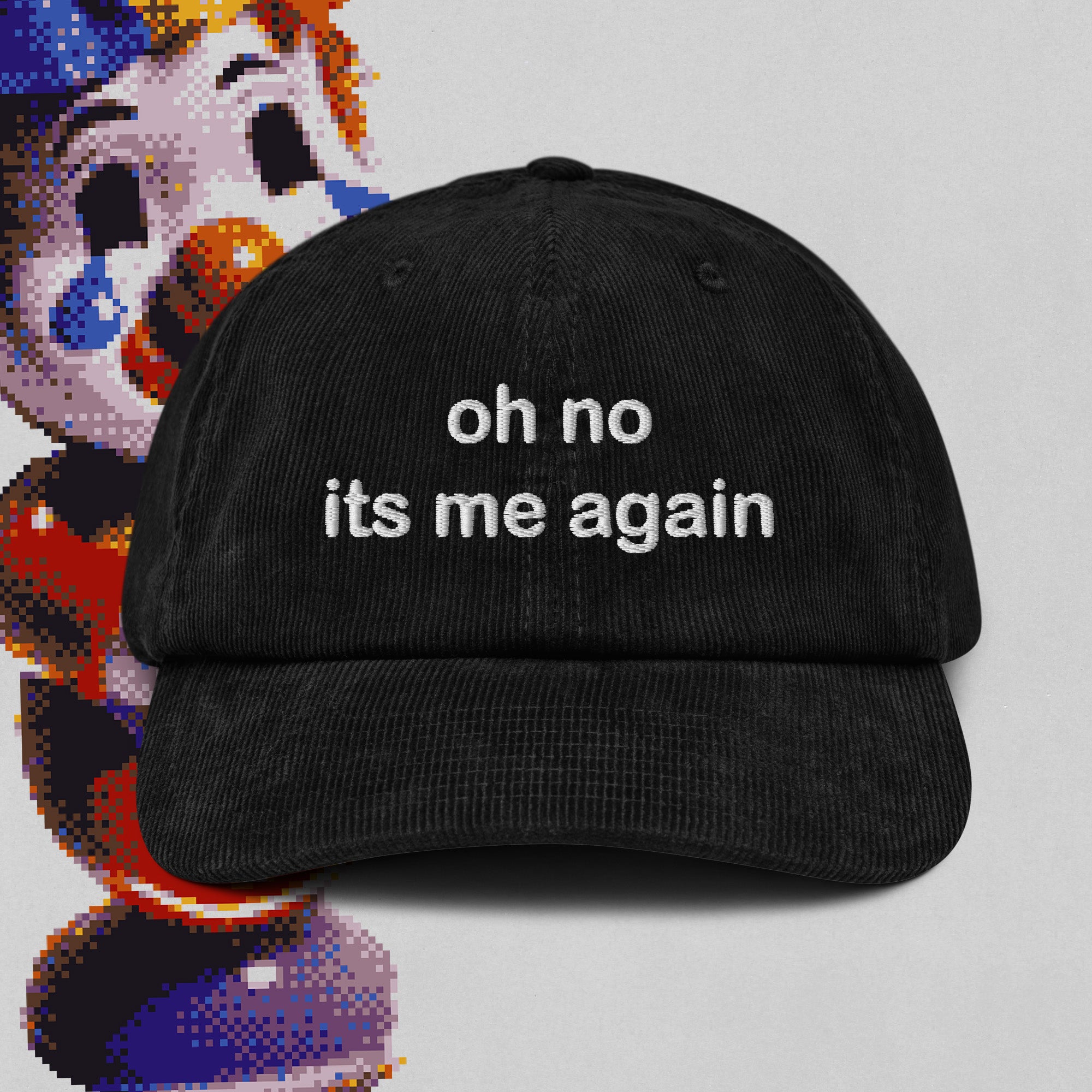 A hat with a design.