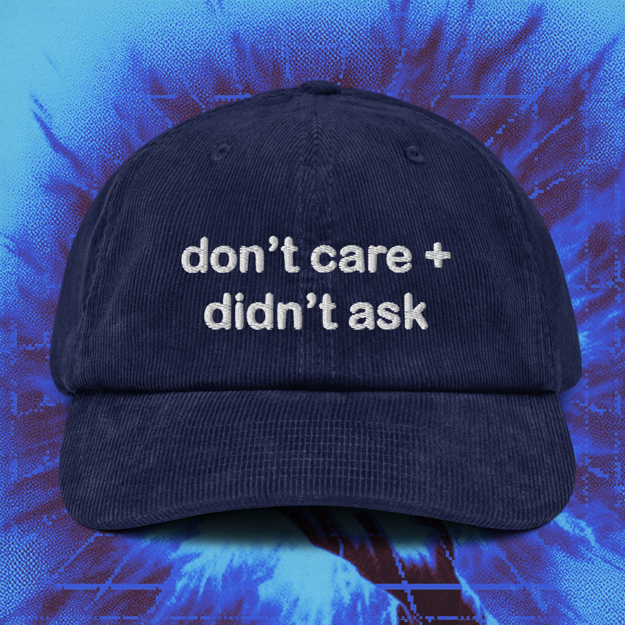 A hat with a design.