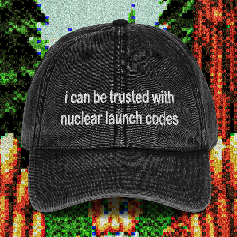 A hat with a design.