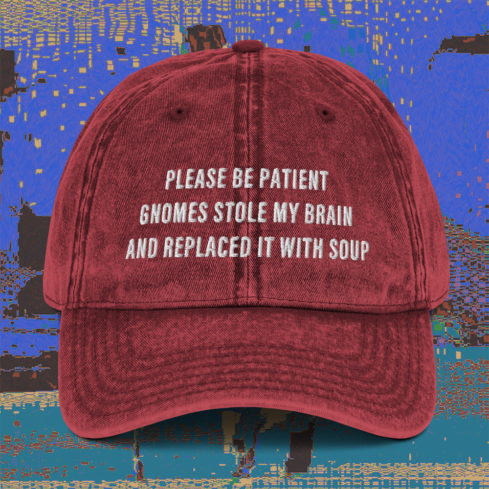A hat with a design.
