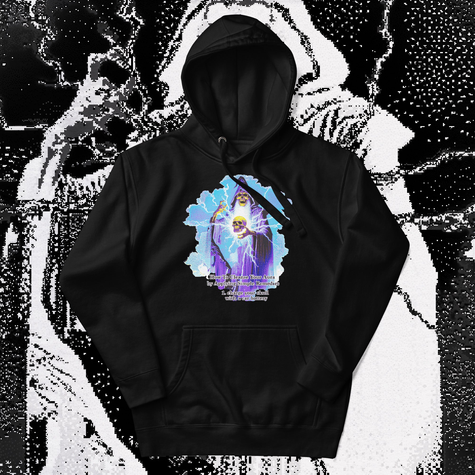 A hoodie with a design.