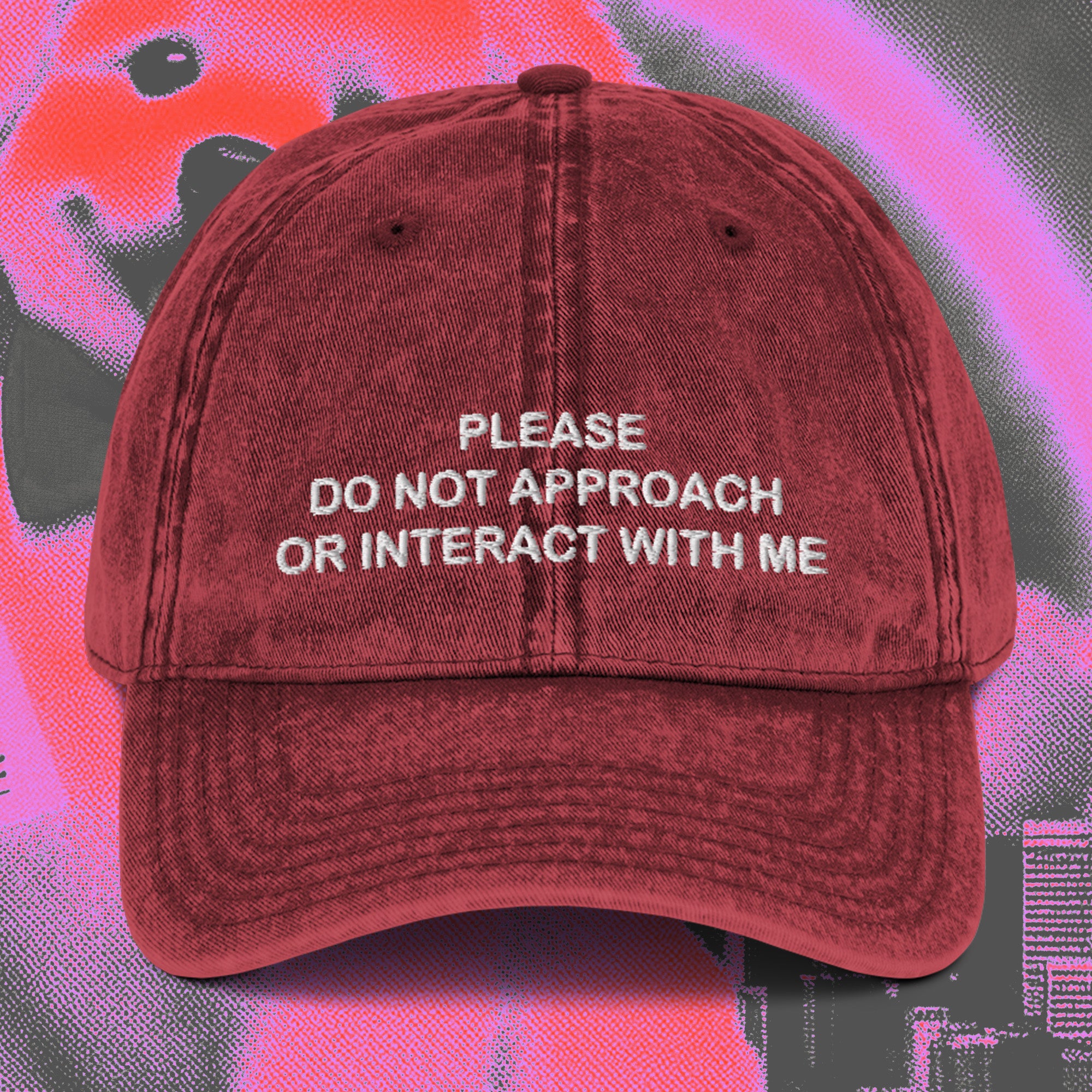 A hat with a design.