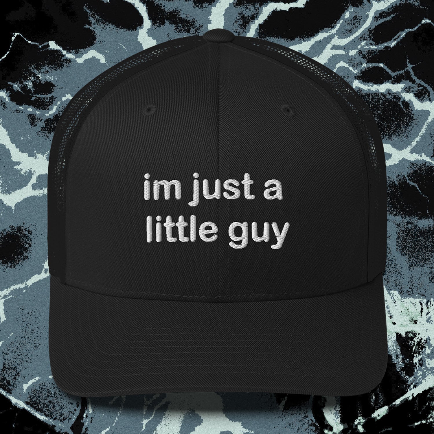 A hat with a design.