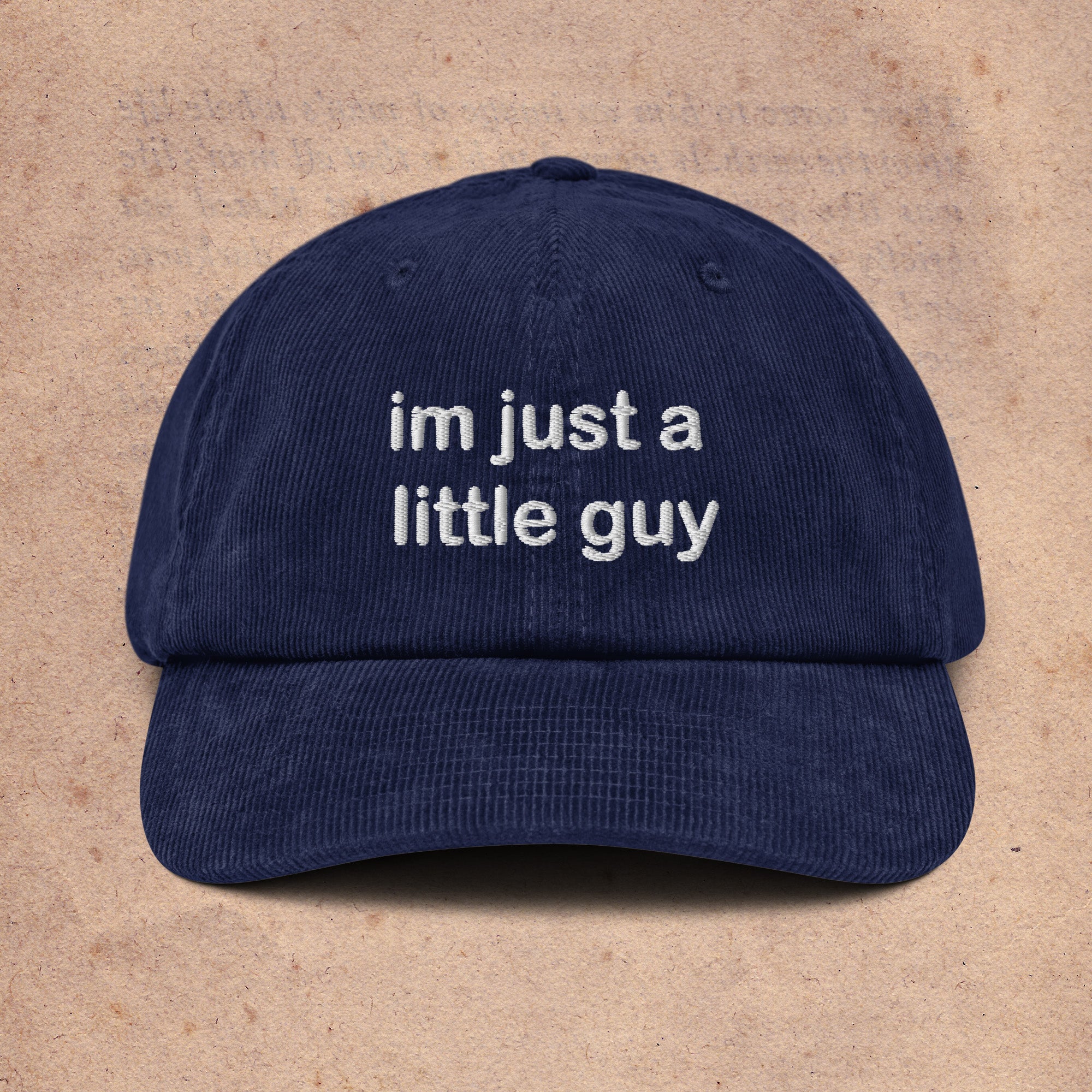 A hat with a design.