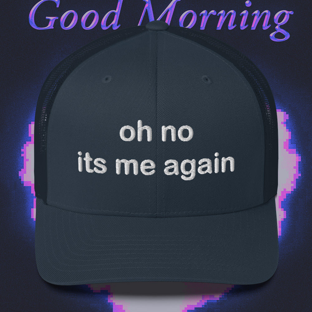 A hat with a design.