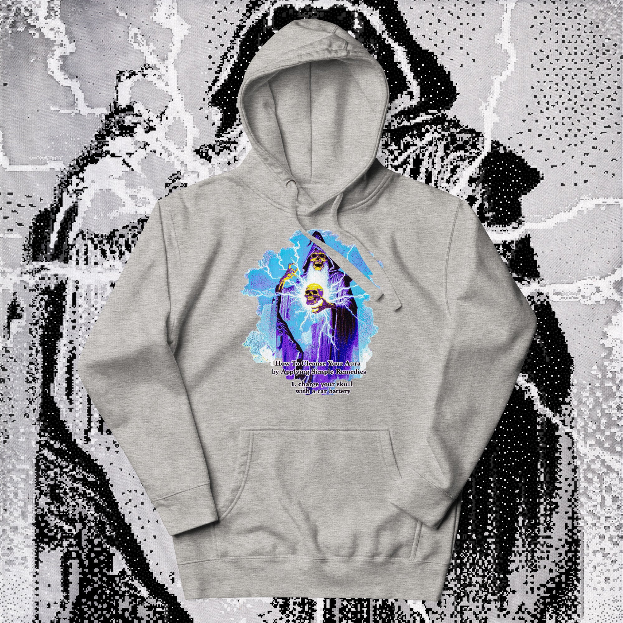 A hoodie with a design.