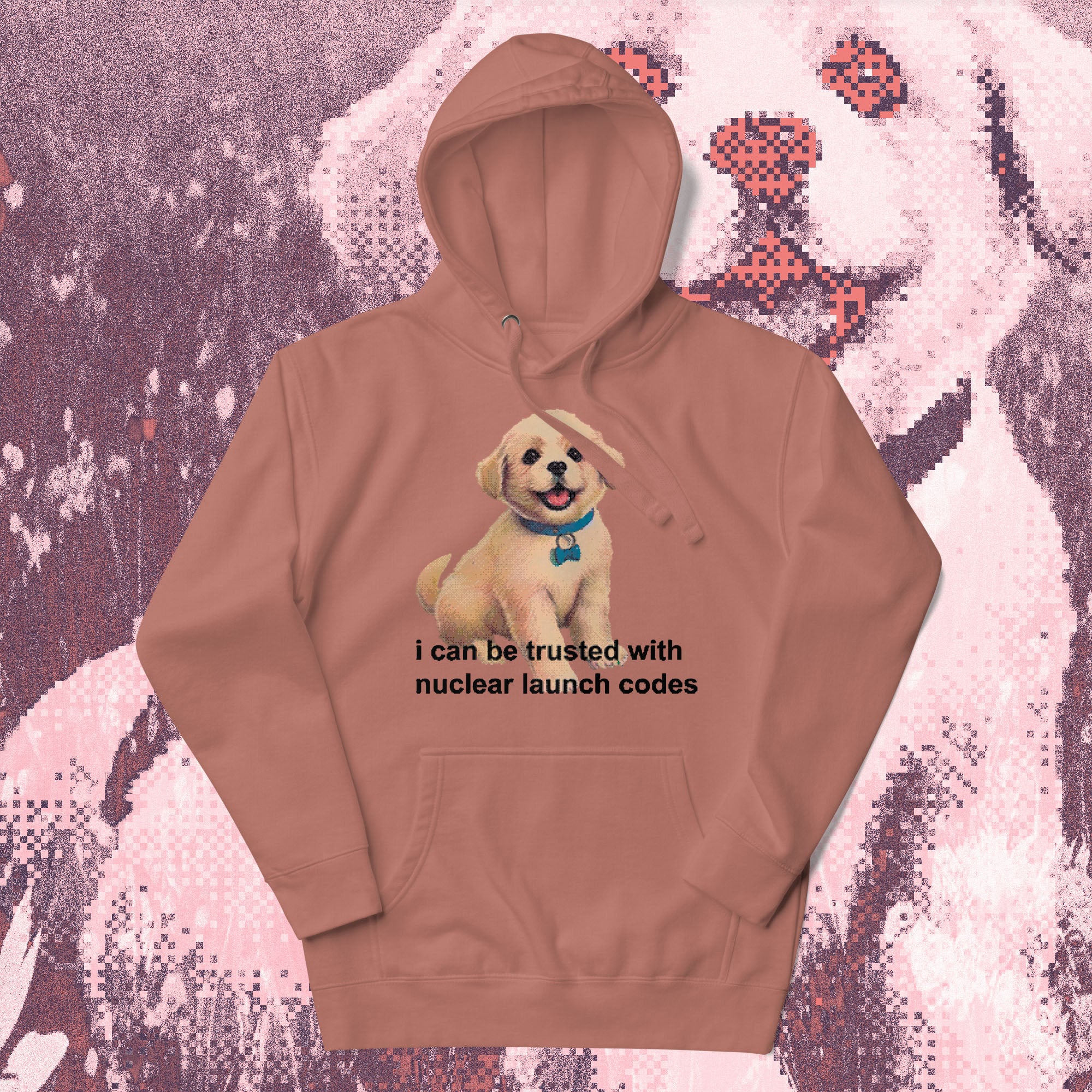 A hoodie with a design.