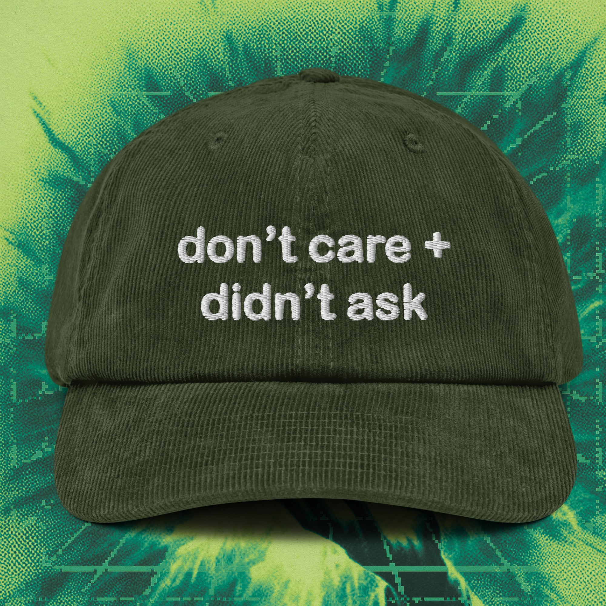 A hat with a design.