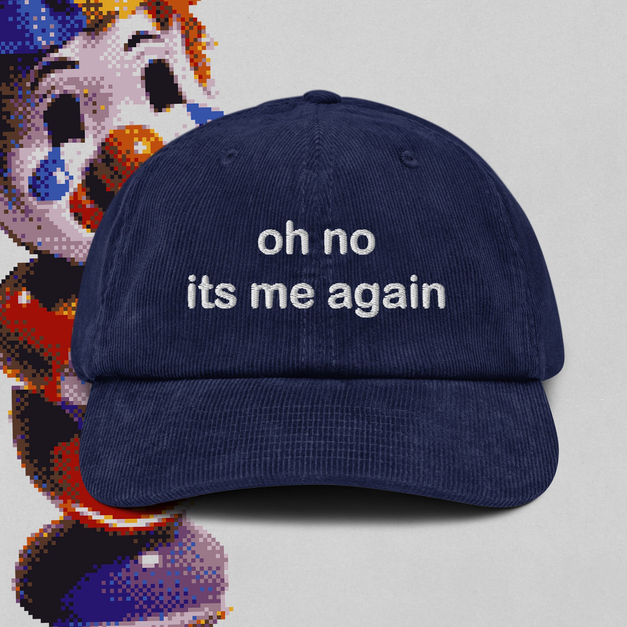 A hat with a design.