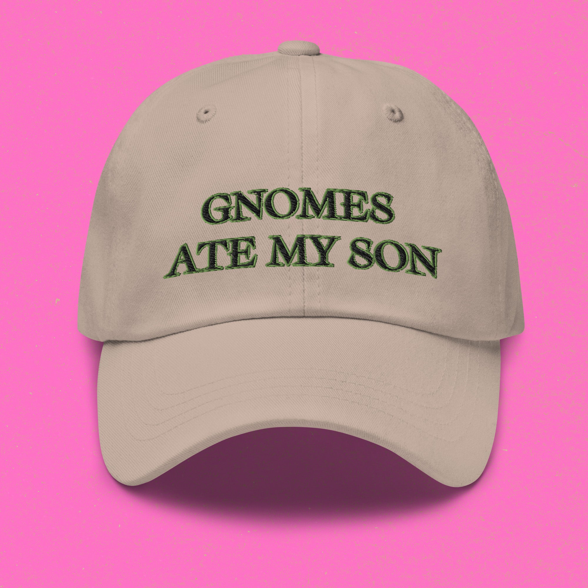 A hat with a design.