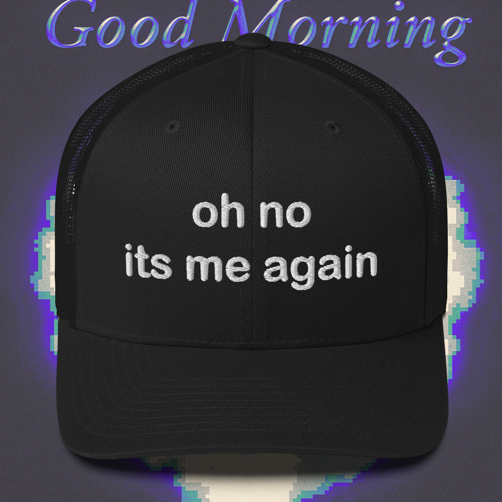 A hat with a design.