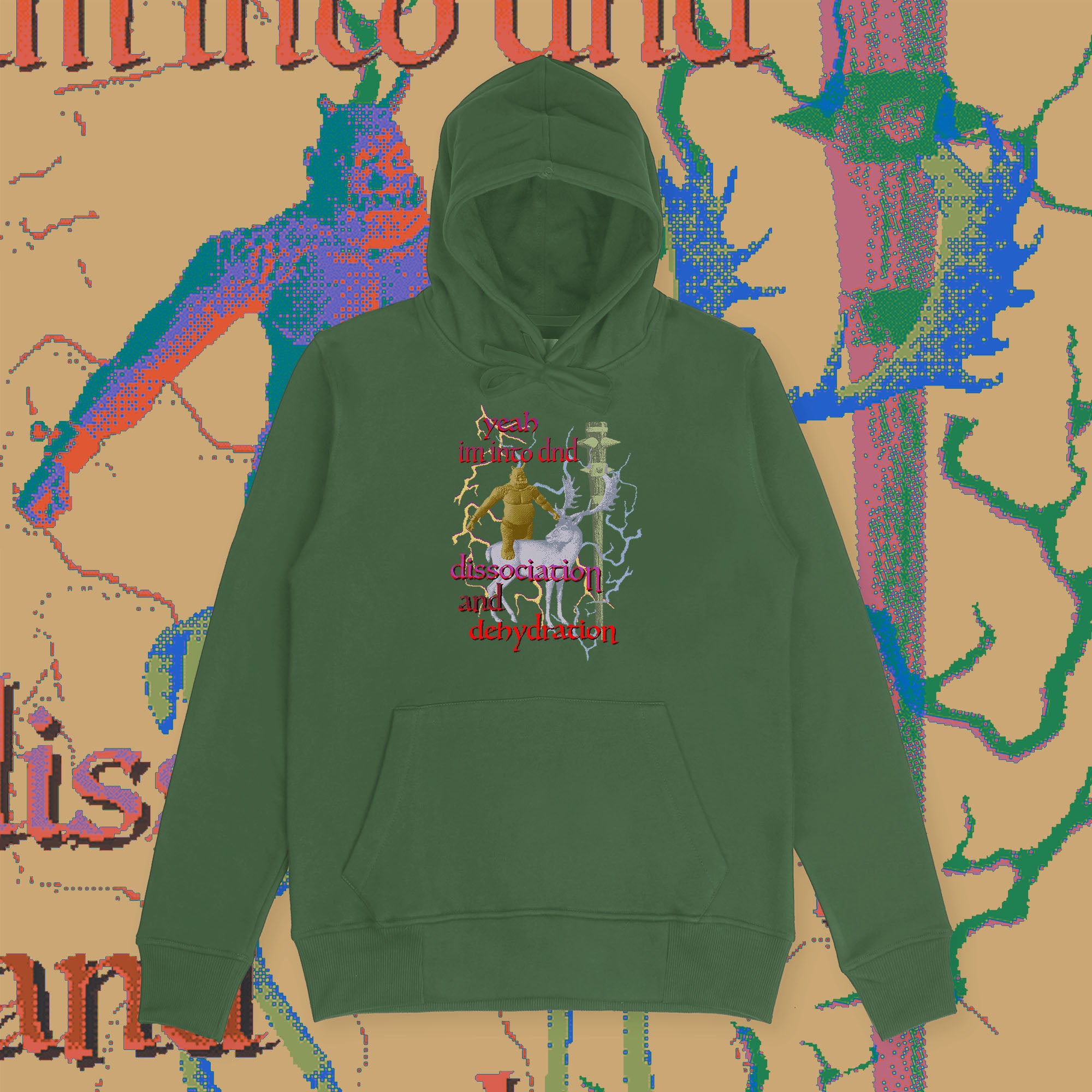 A hoodie with a design.