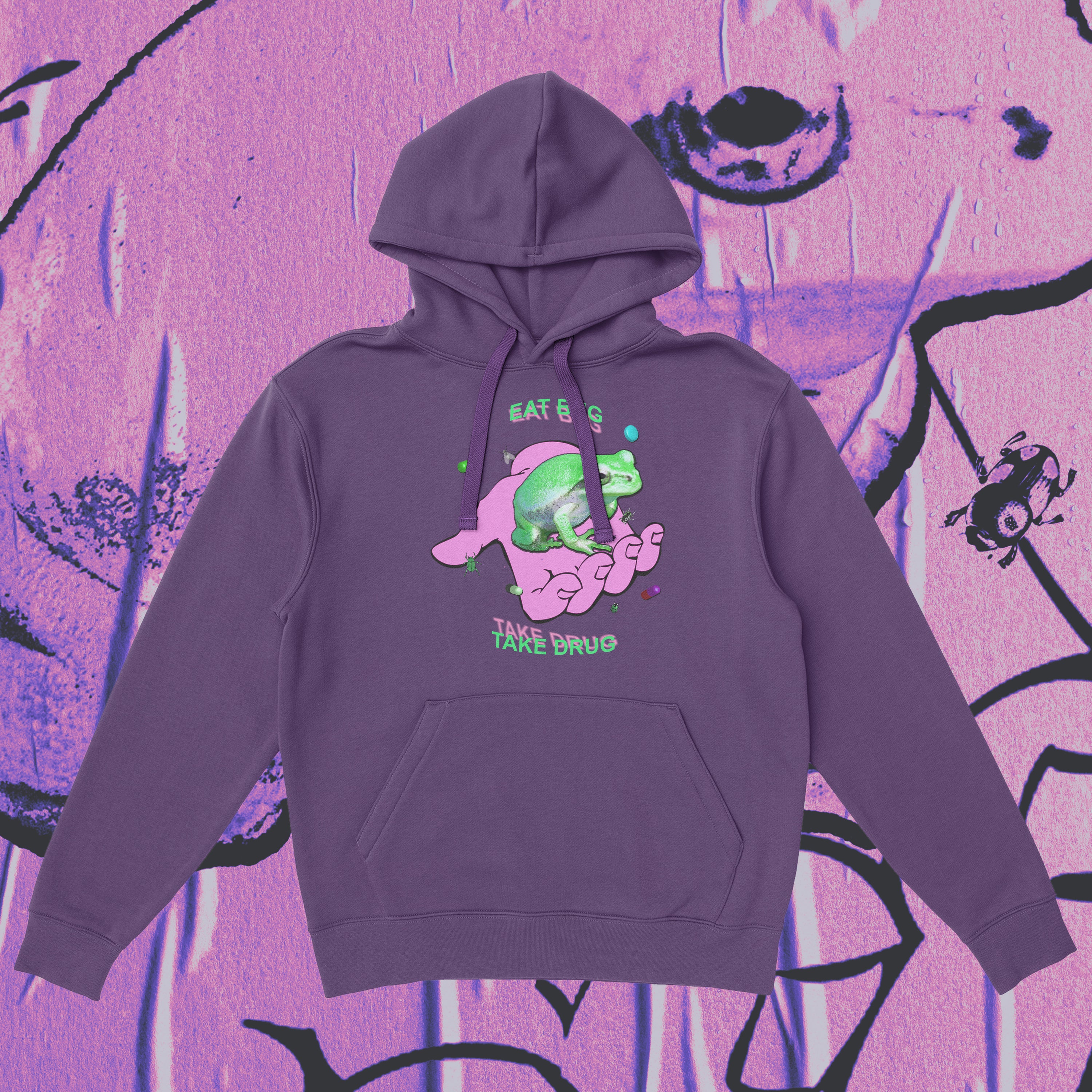 A hoodie with a design.
