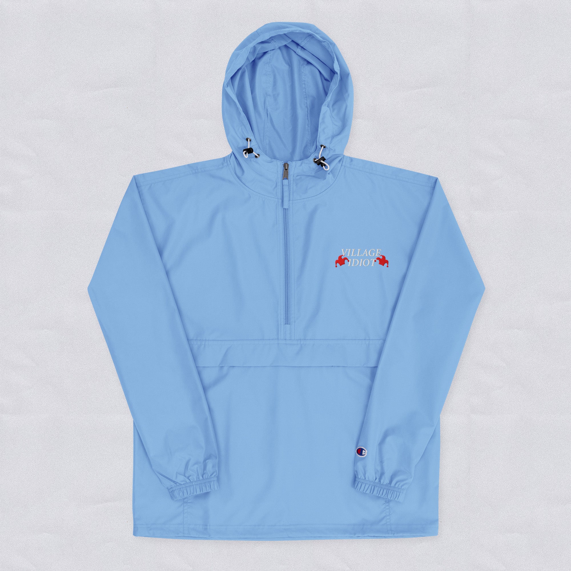 village idiot – embroidered packable jacket – dogecore