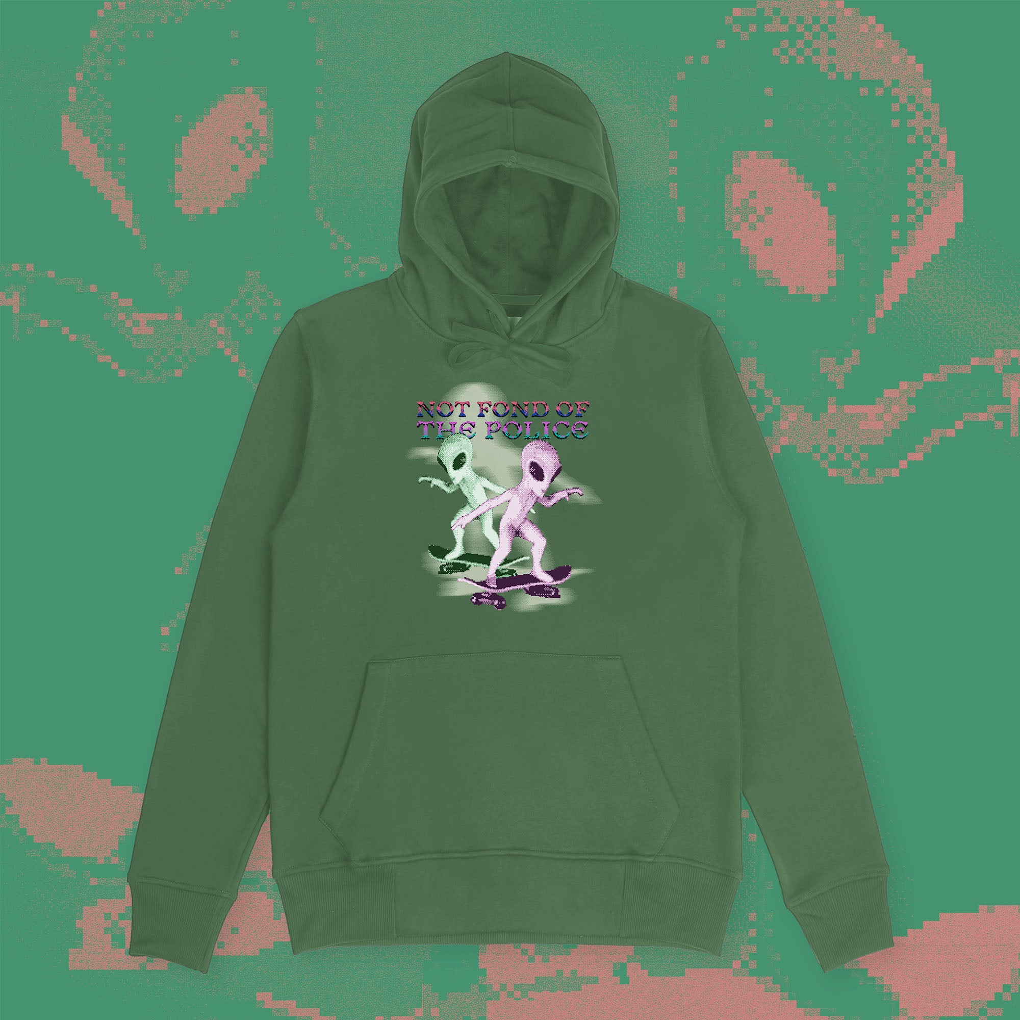 A hoodie with a design.