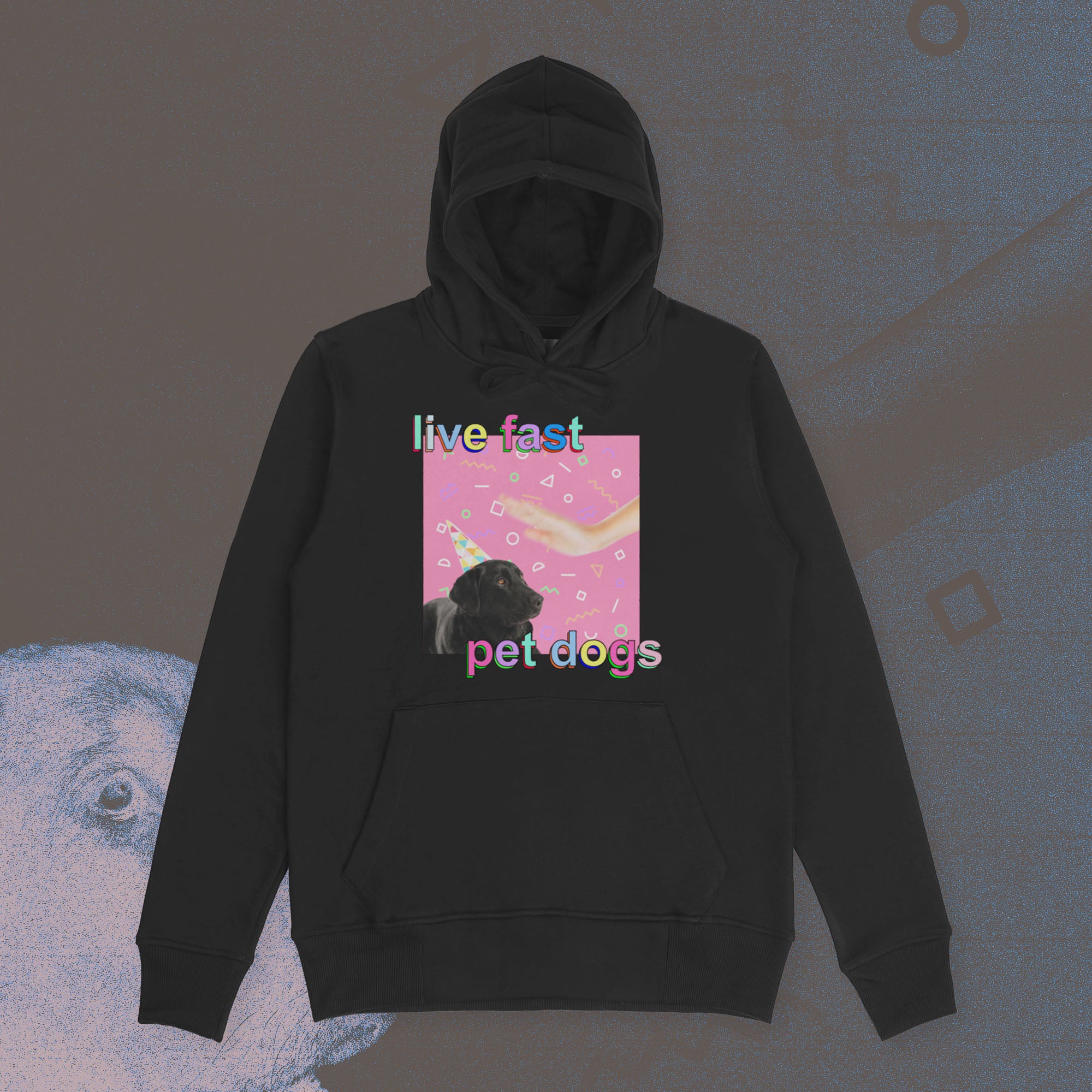 A hoodie with a design.