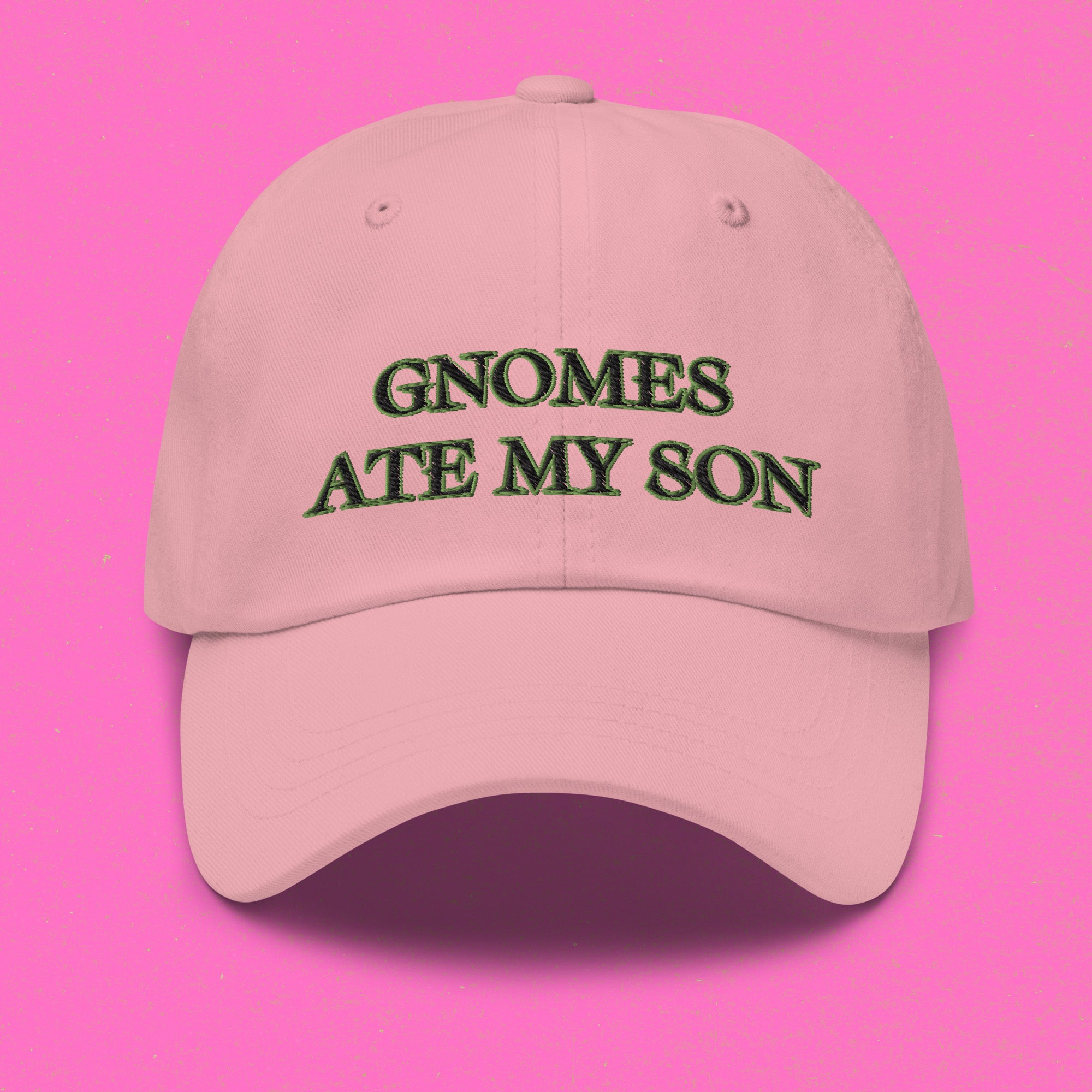 A hat with a design.