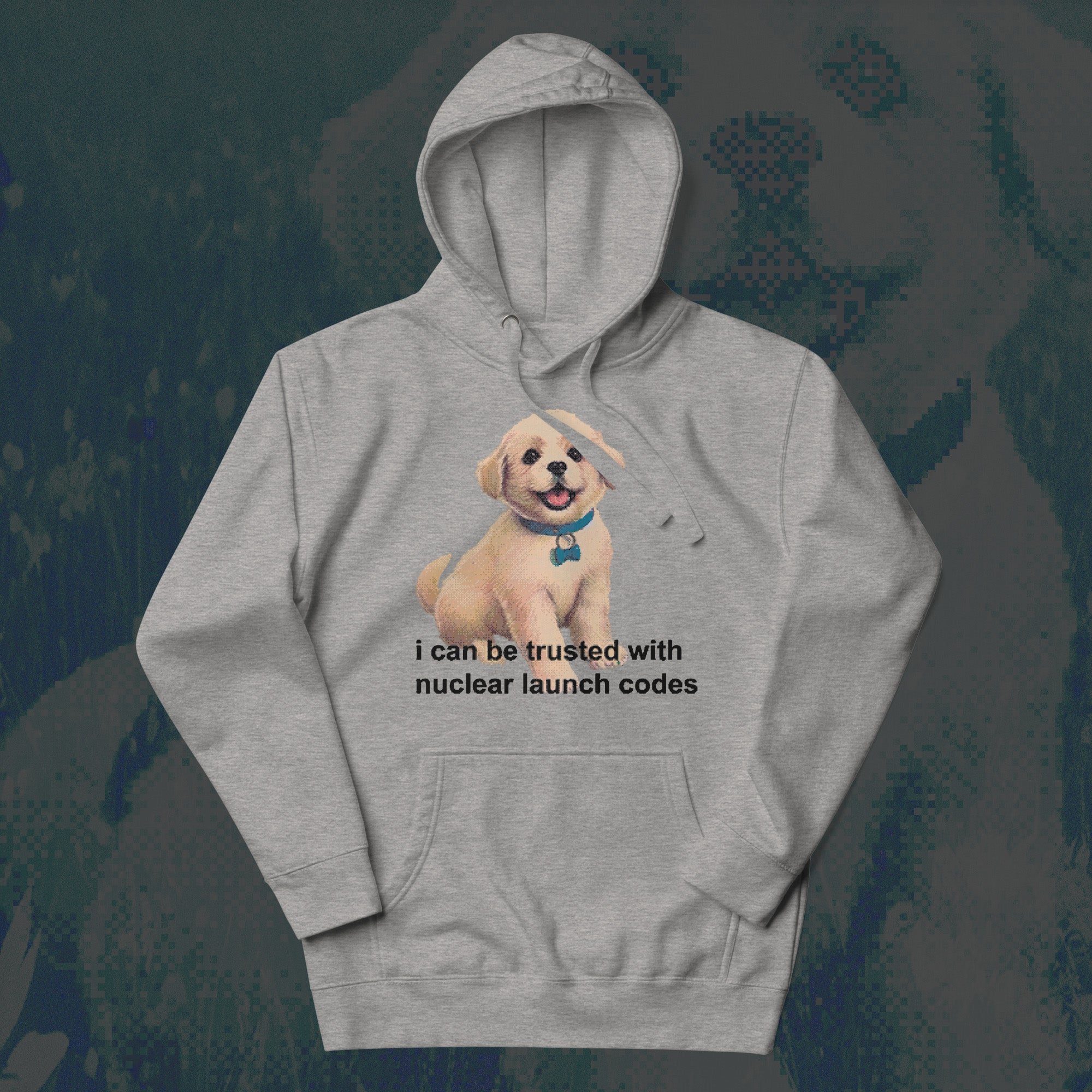 A hoodie with a design.
