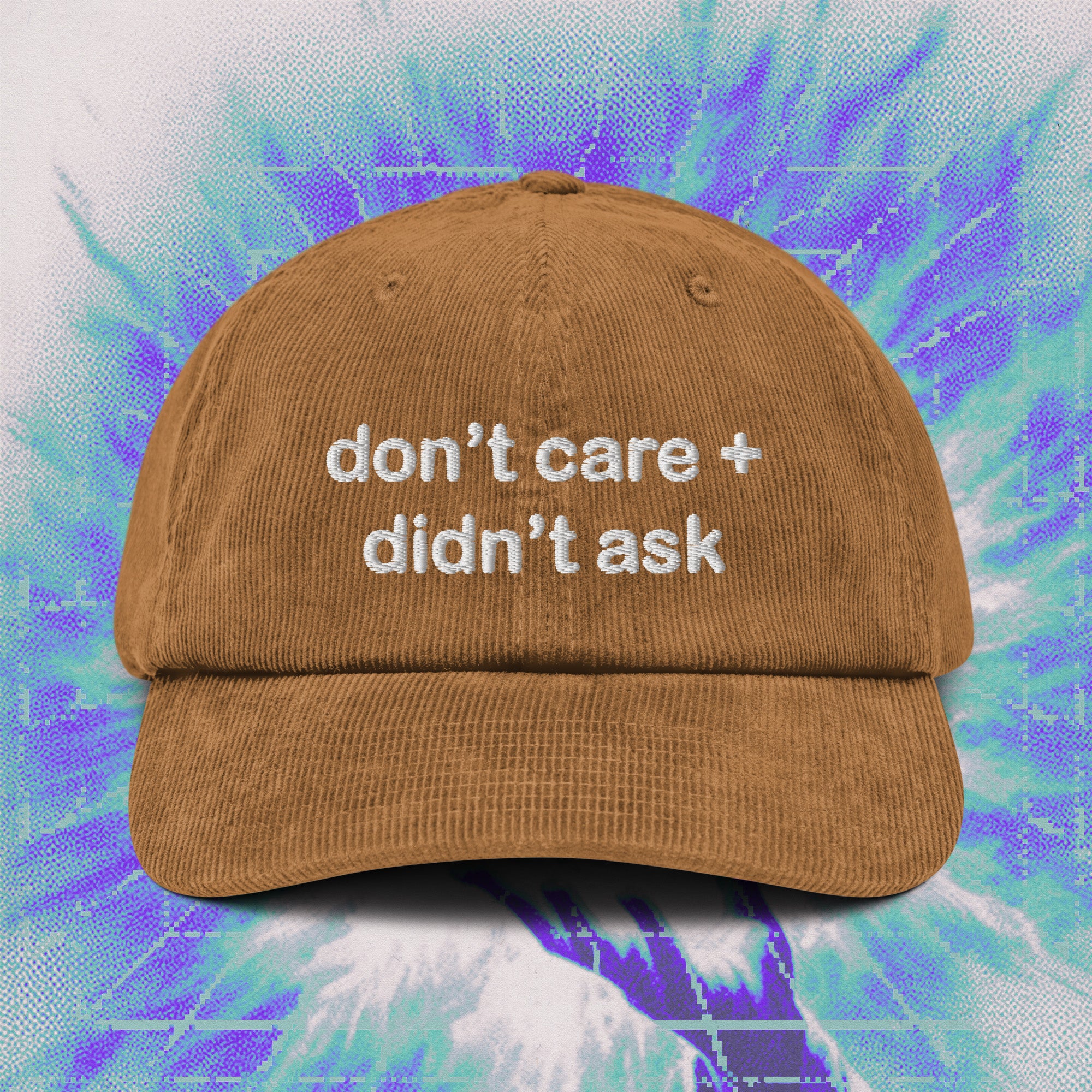 A hat with a design.