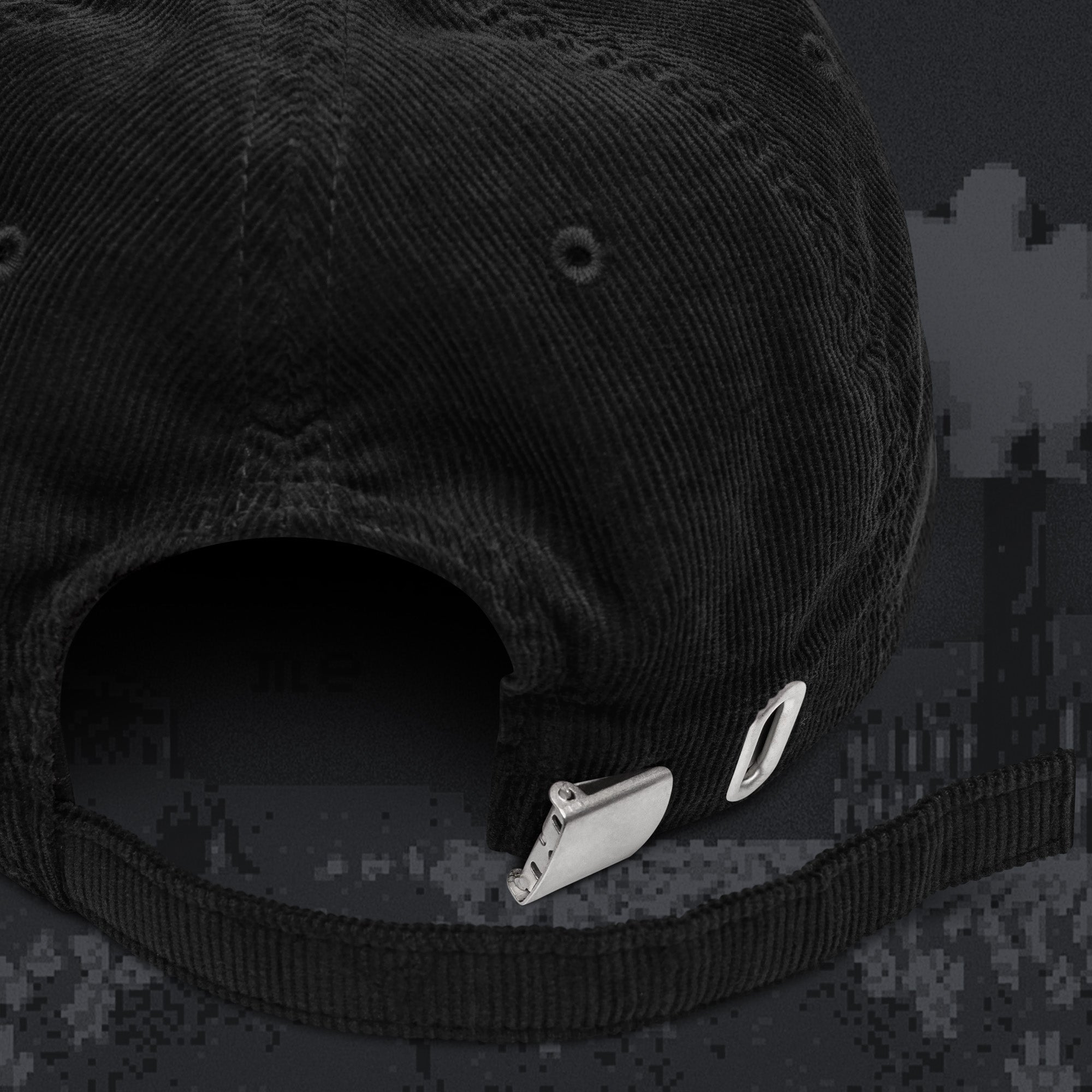 A hat with a design.