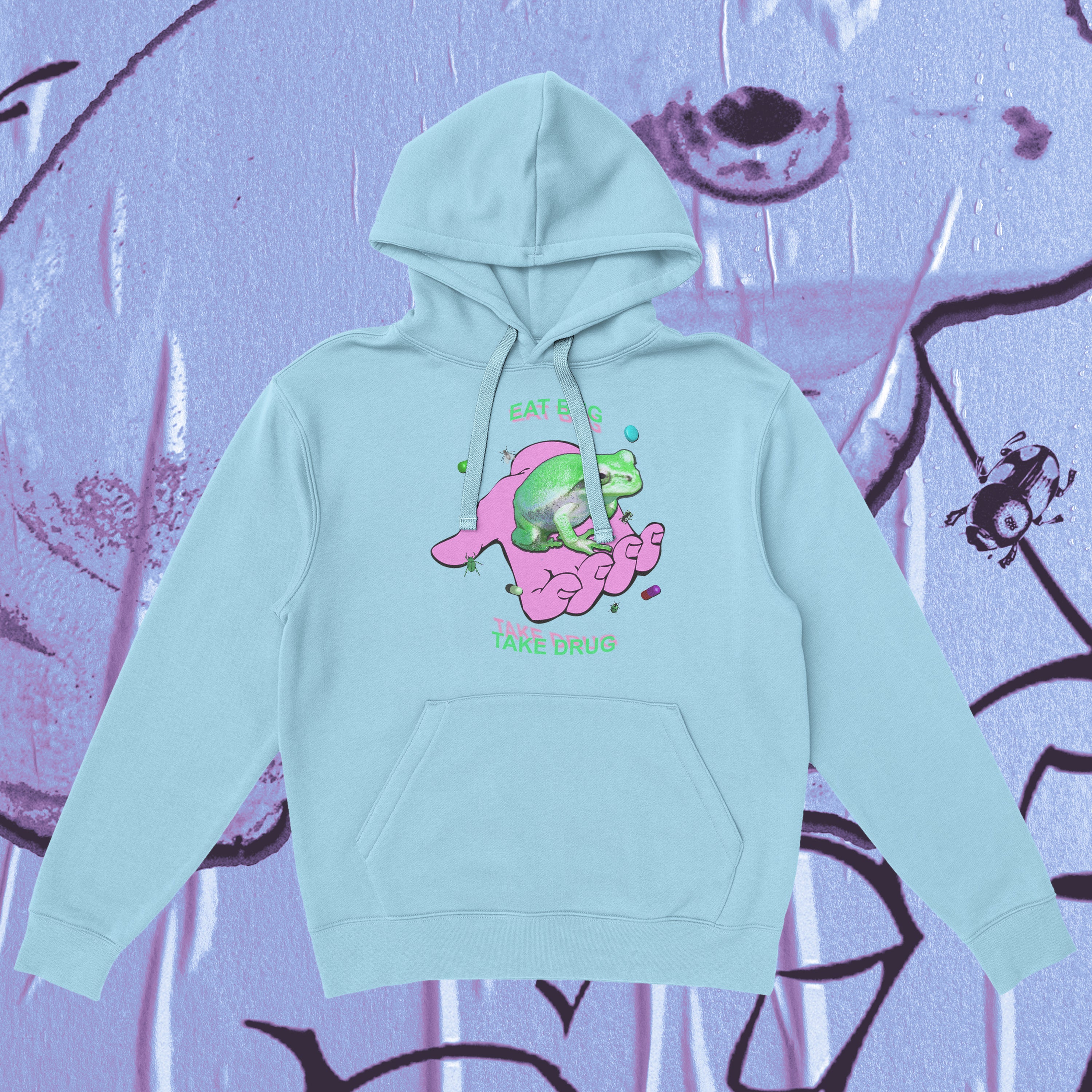 A hoodie with a design.