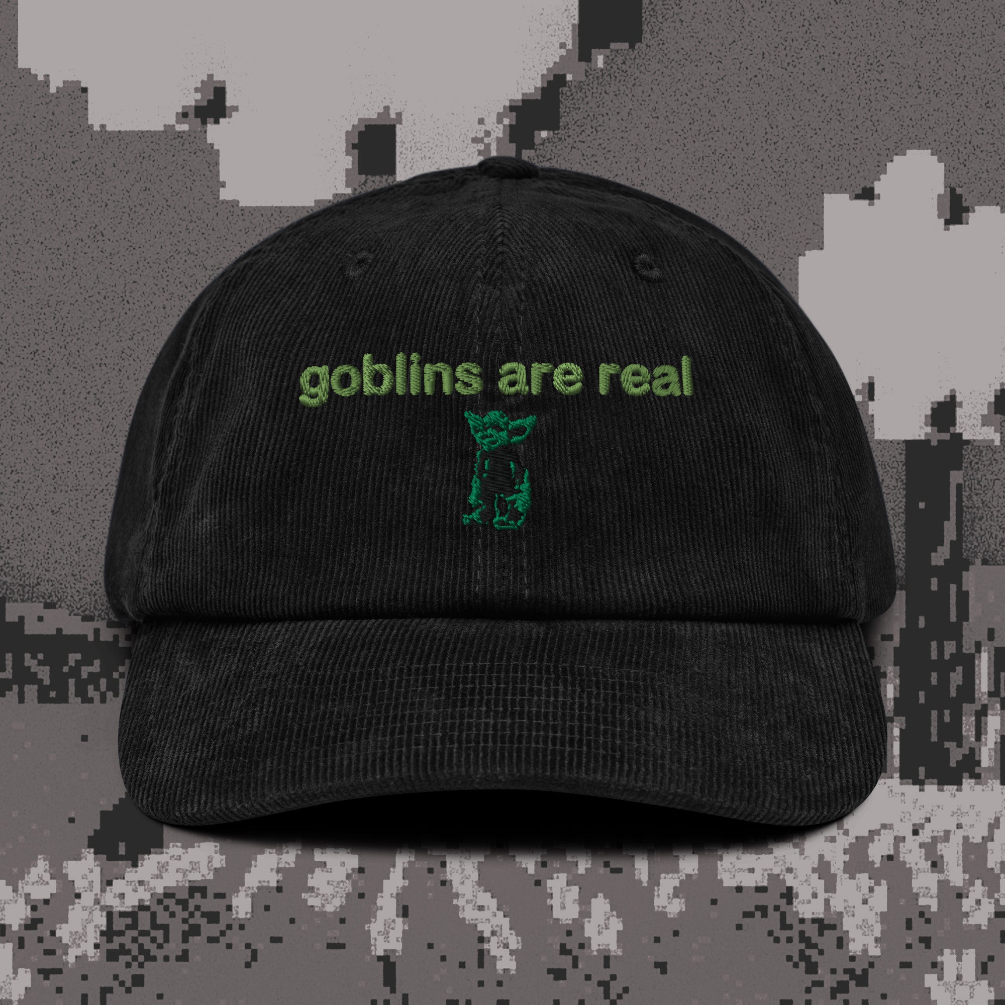 A hat with a design.