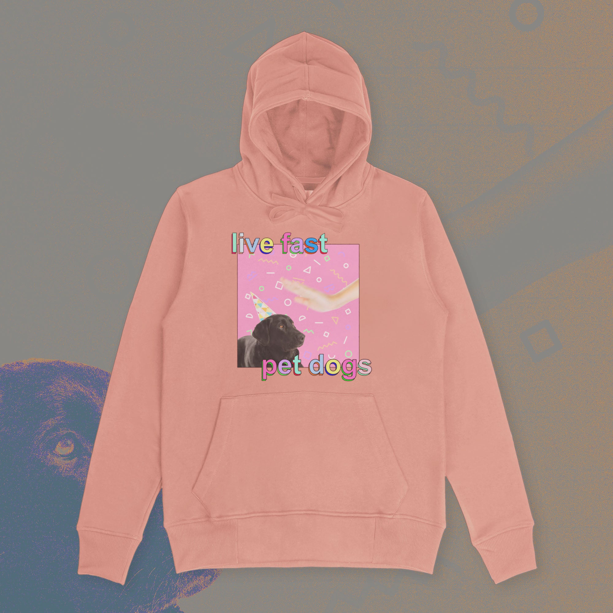 A hoodie with a design.