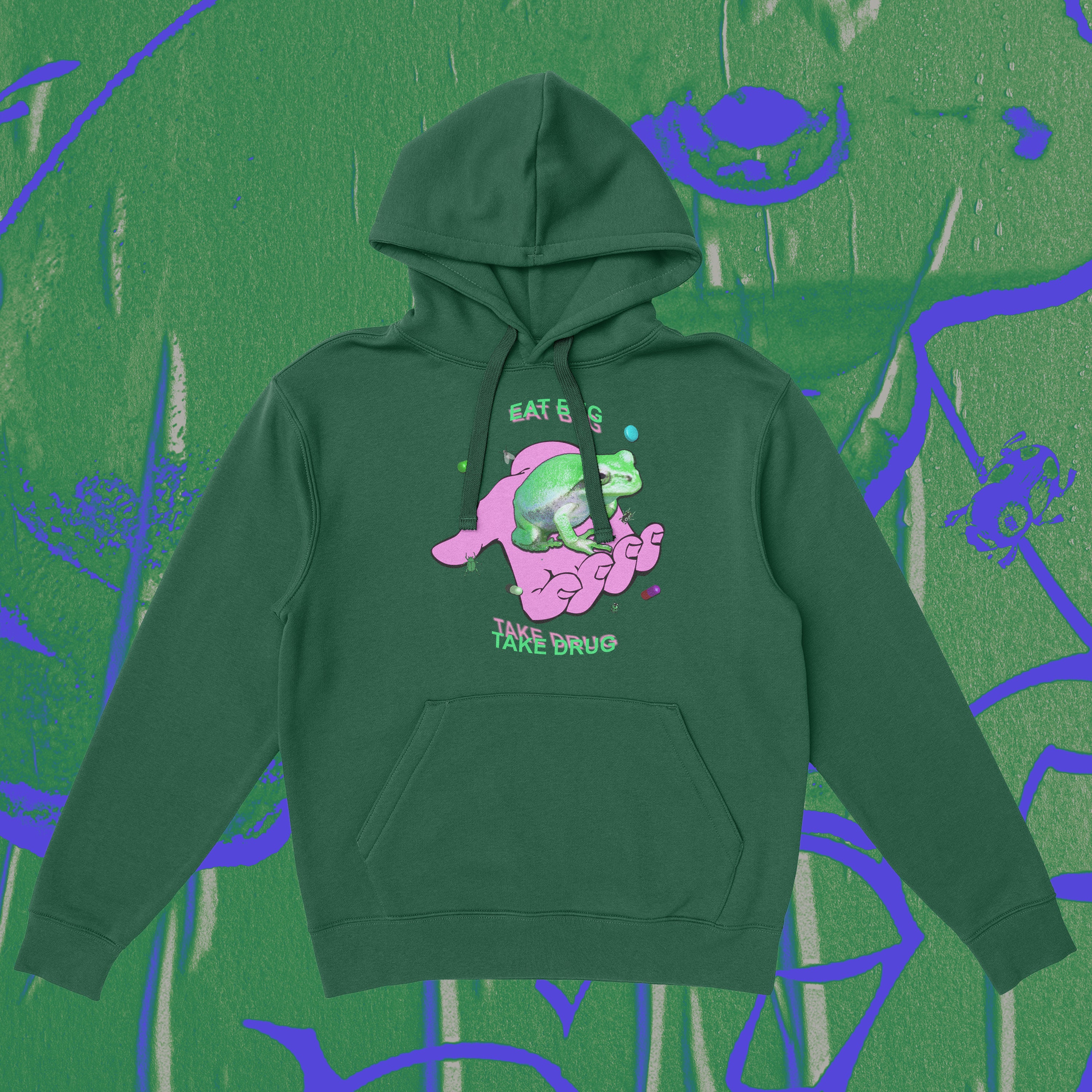 A hoodie with a design.