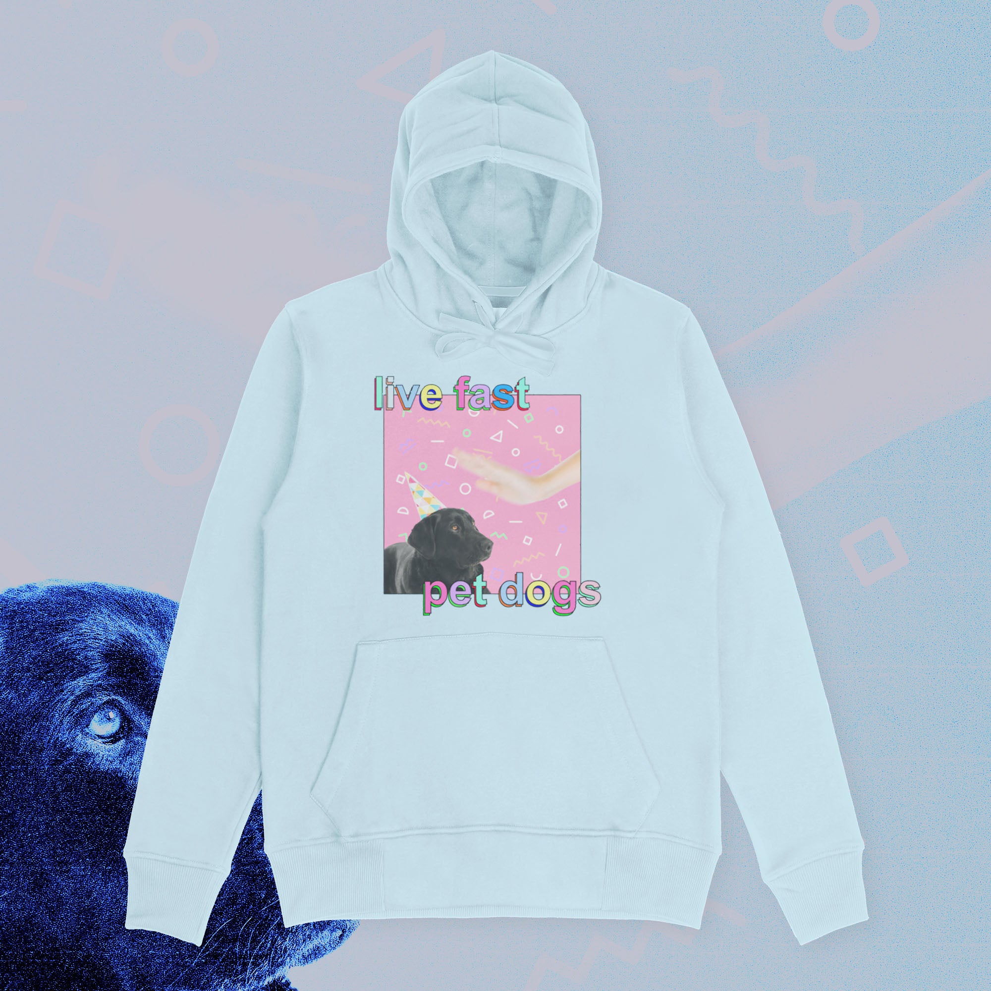A hoodie with a design.