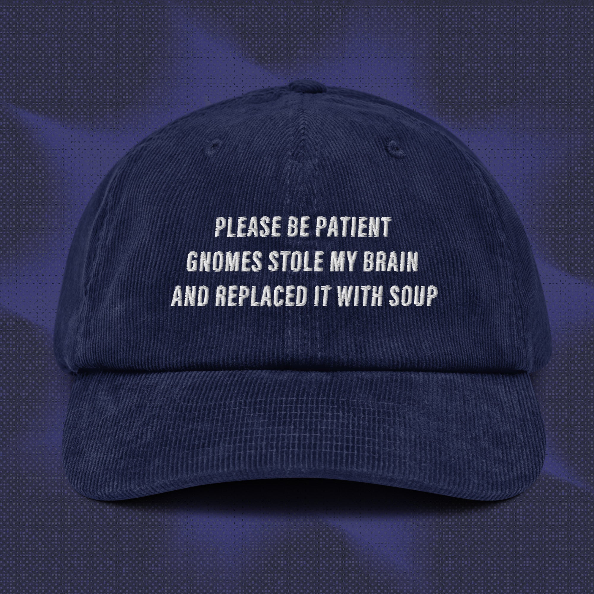 A hat with a design.