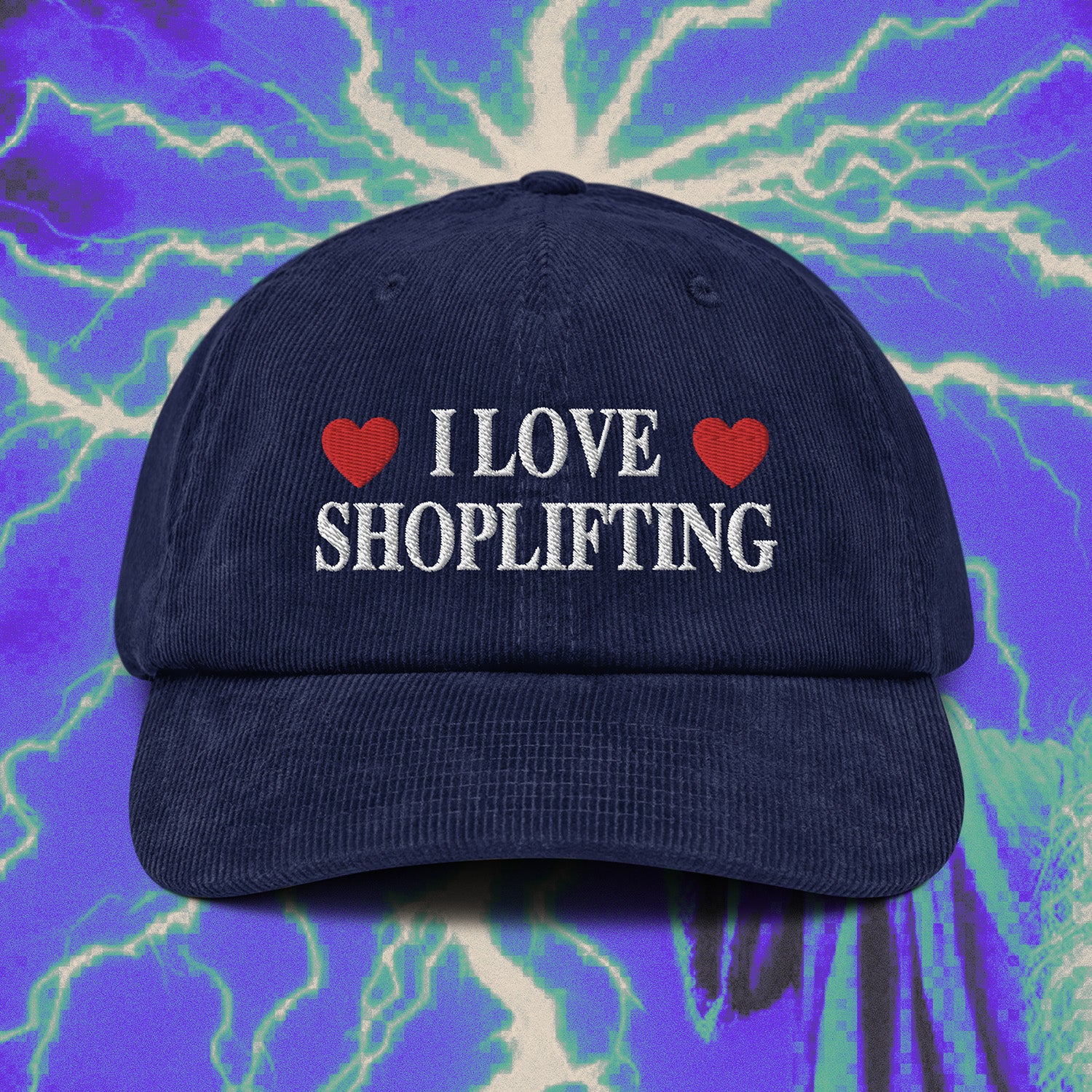 A hat with a design.
