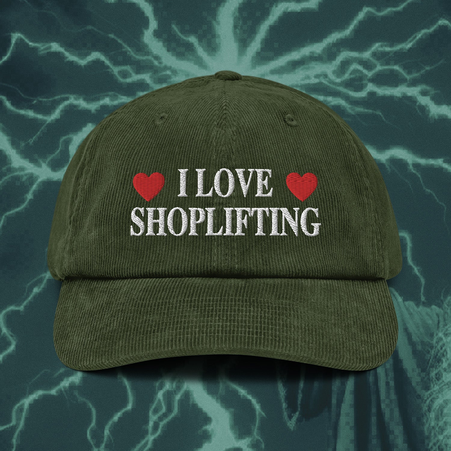 A hat with a design.
