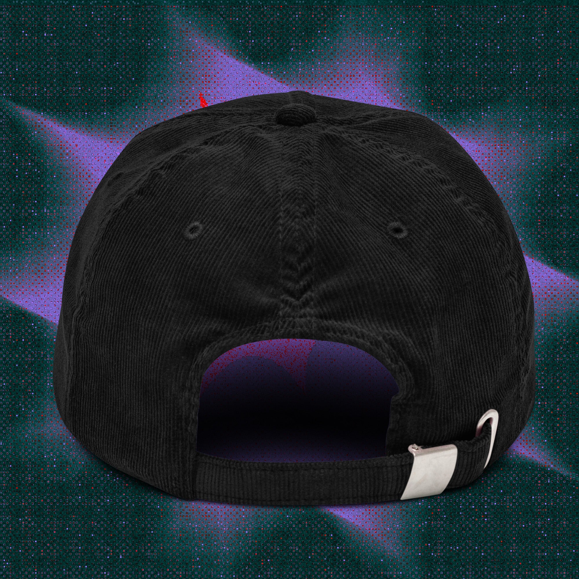 A hat with a design.