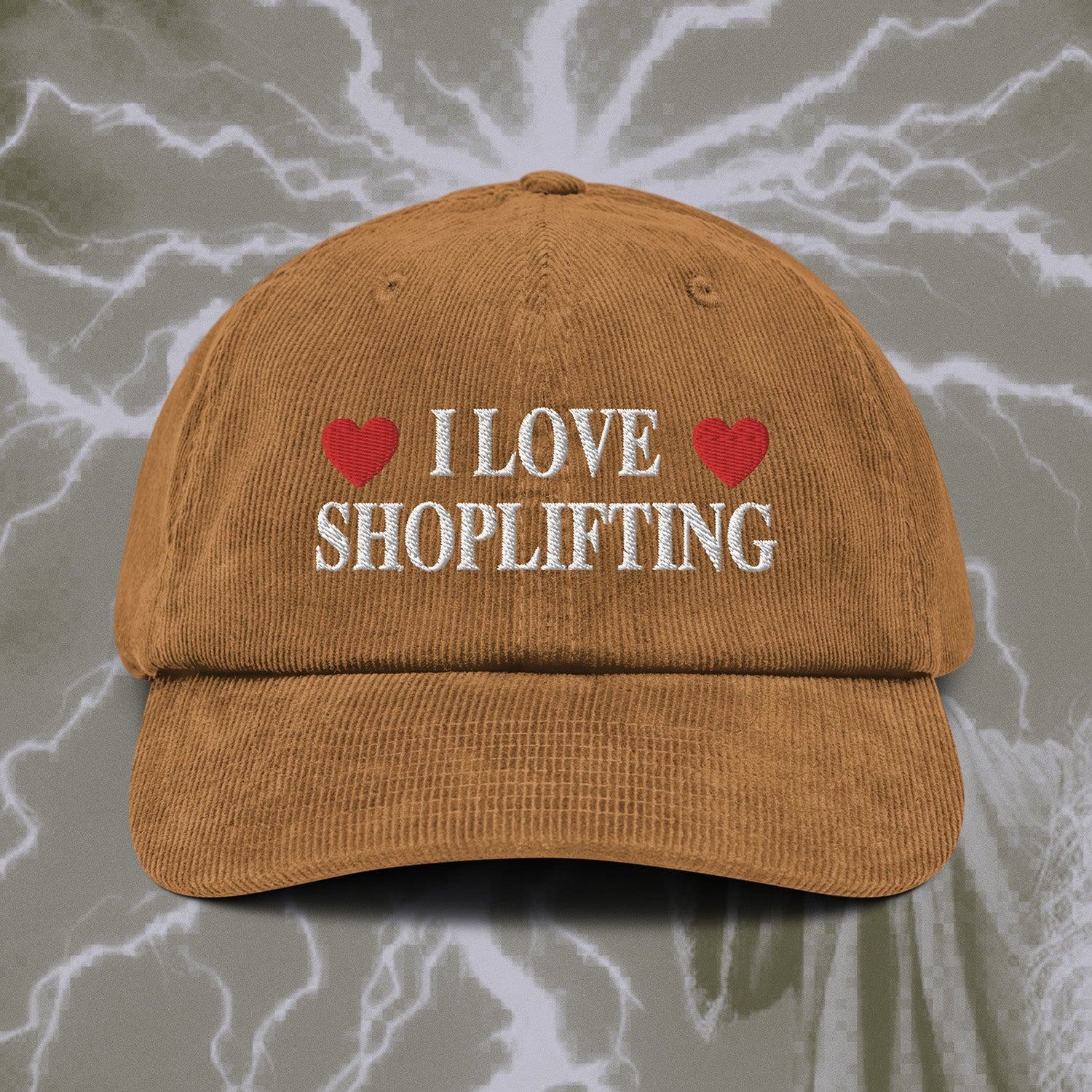 A hat with a design.