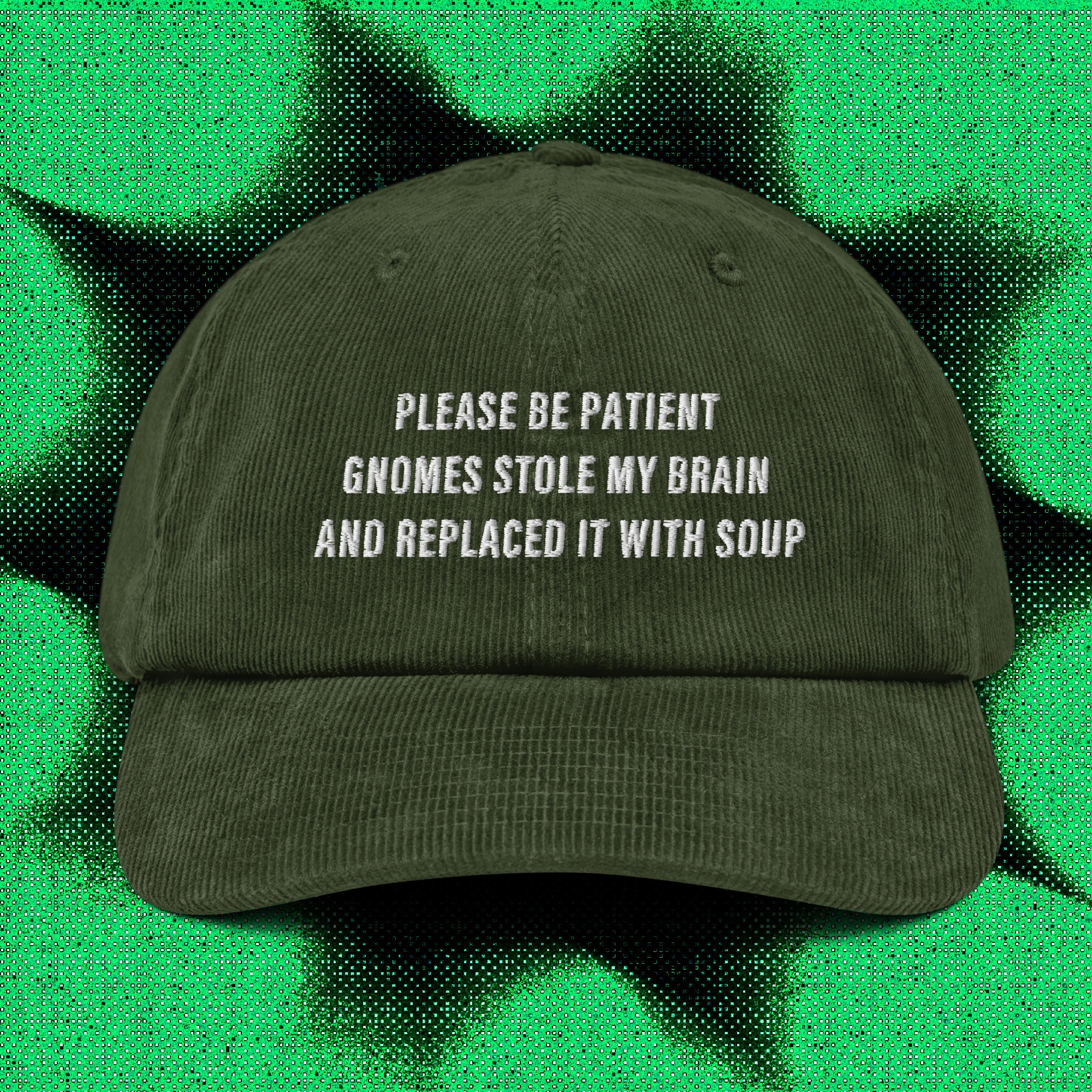 A hat with a design.