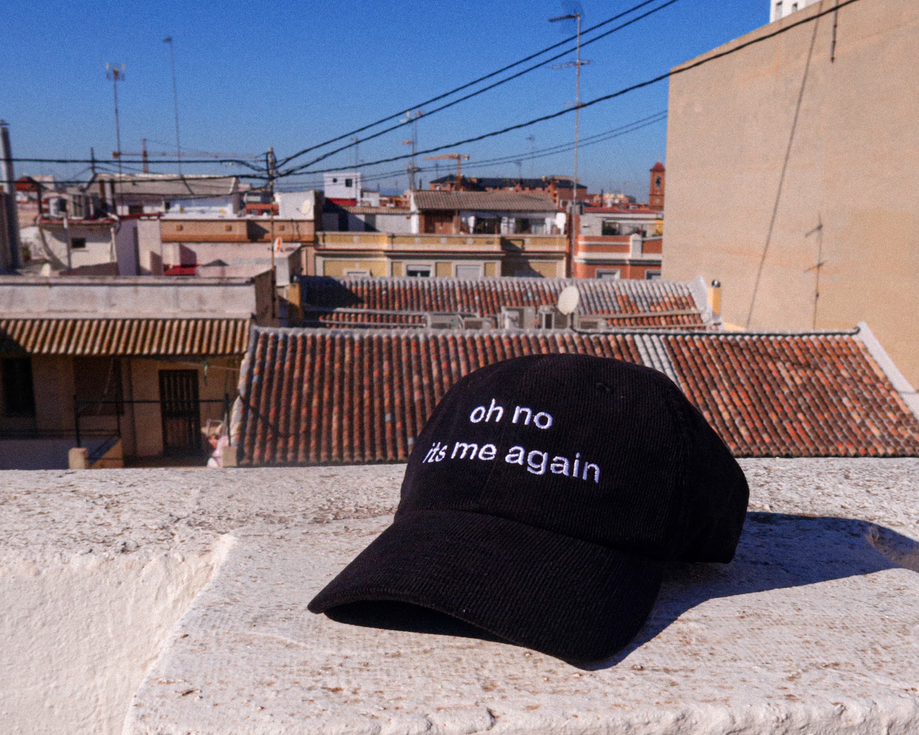 A hat with a design.