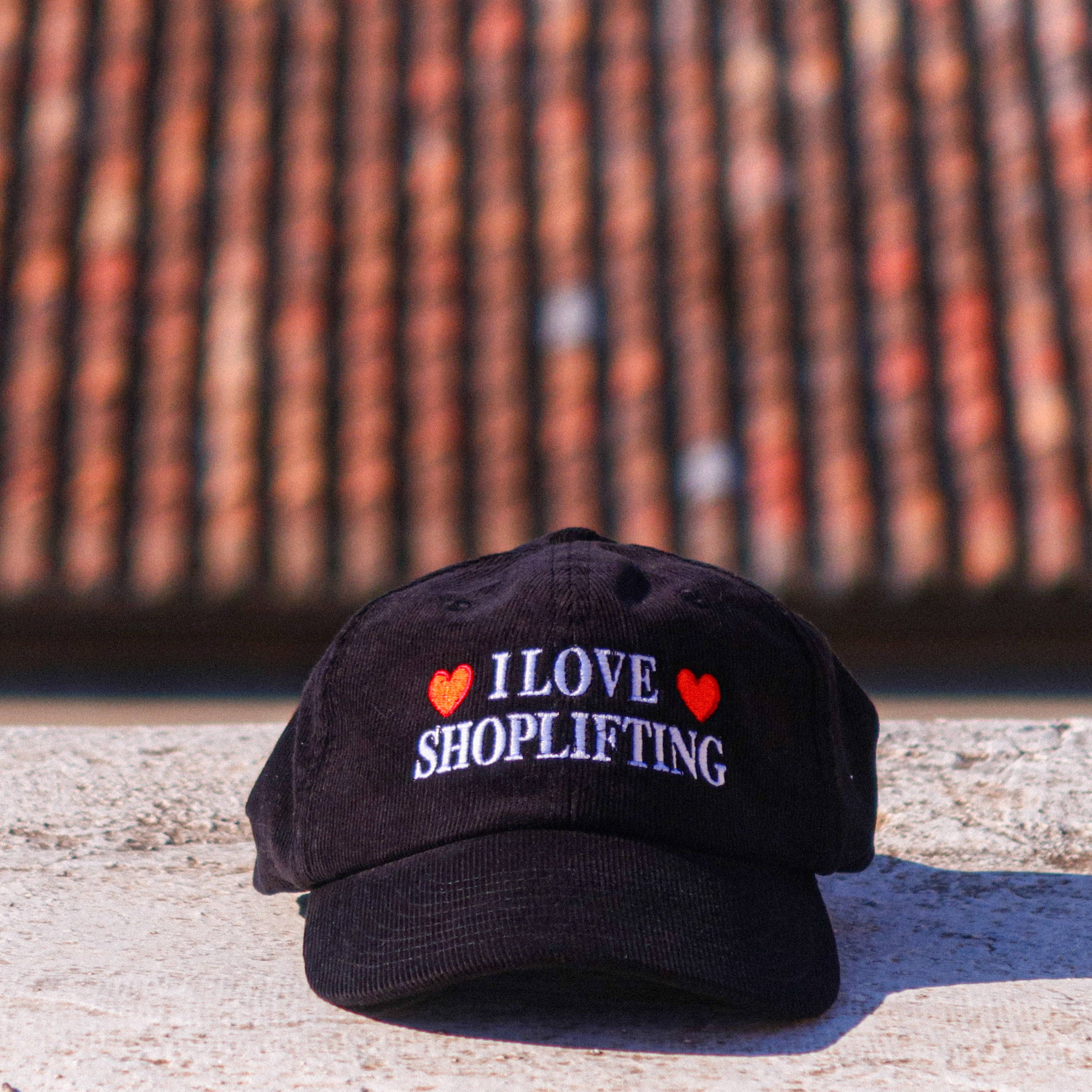 A hat with a design.