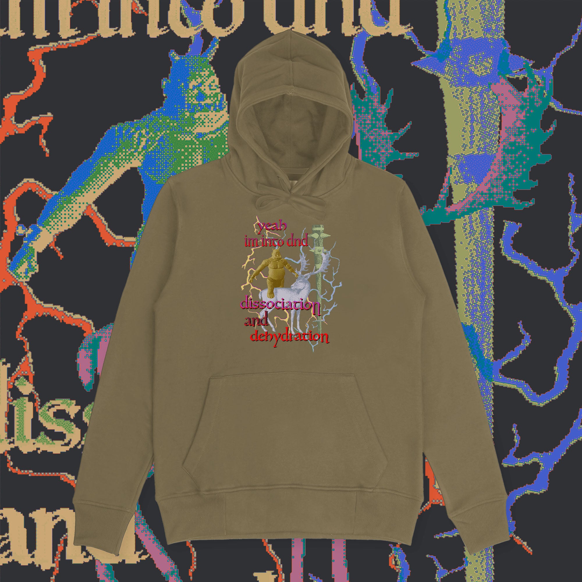 A hoodie with a design.