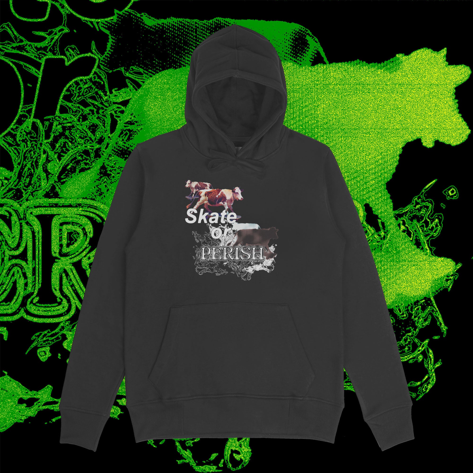 A hoodie with a design.