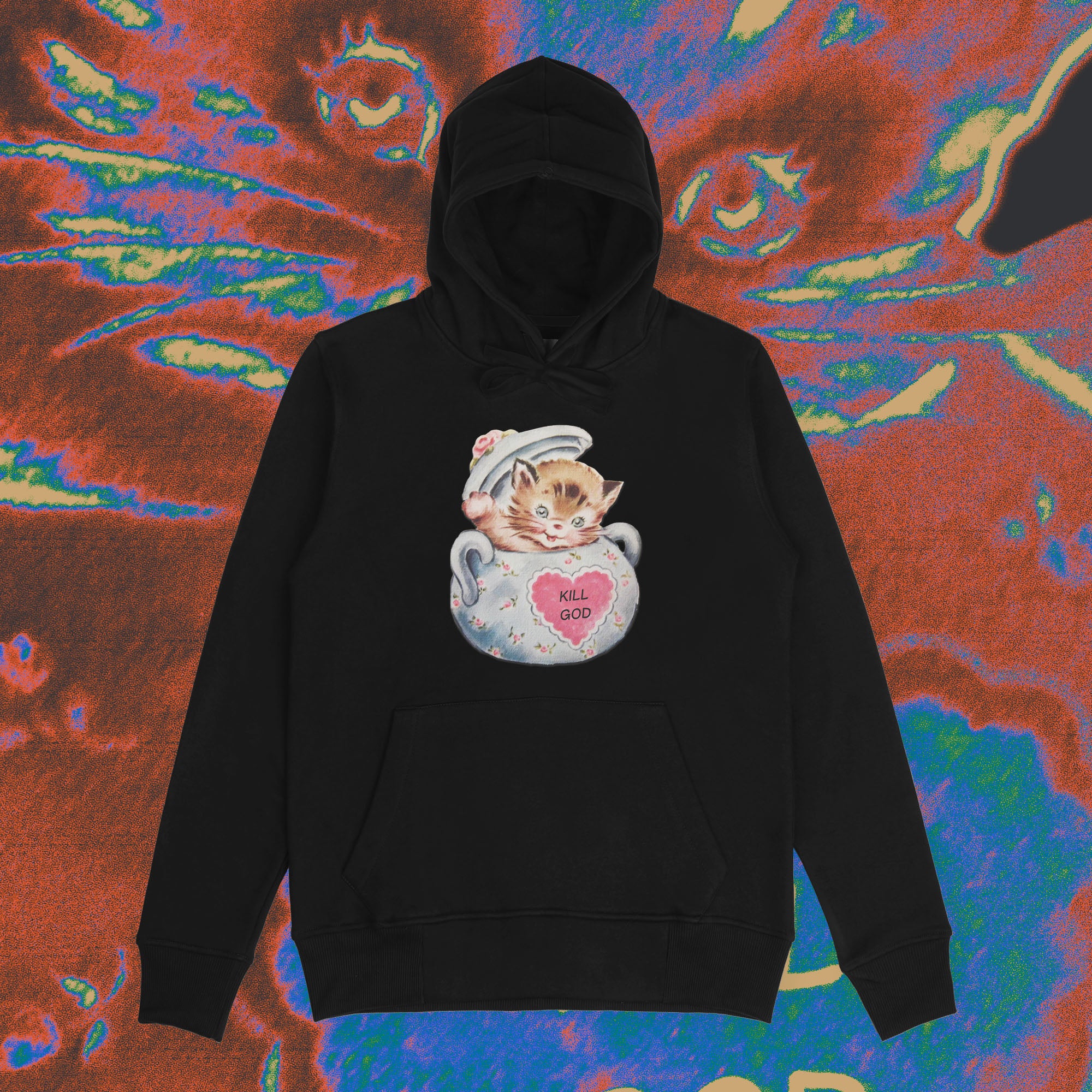 A hoodie with a design.