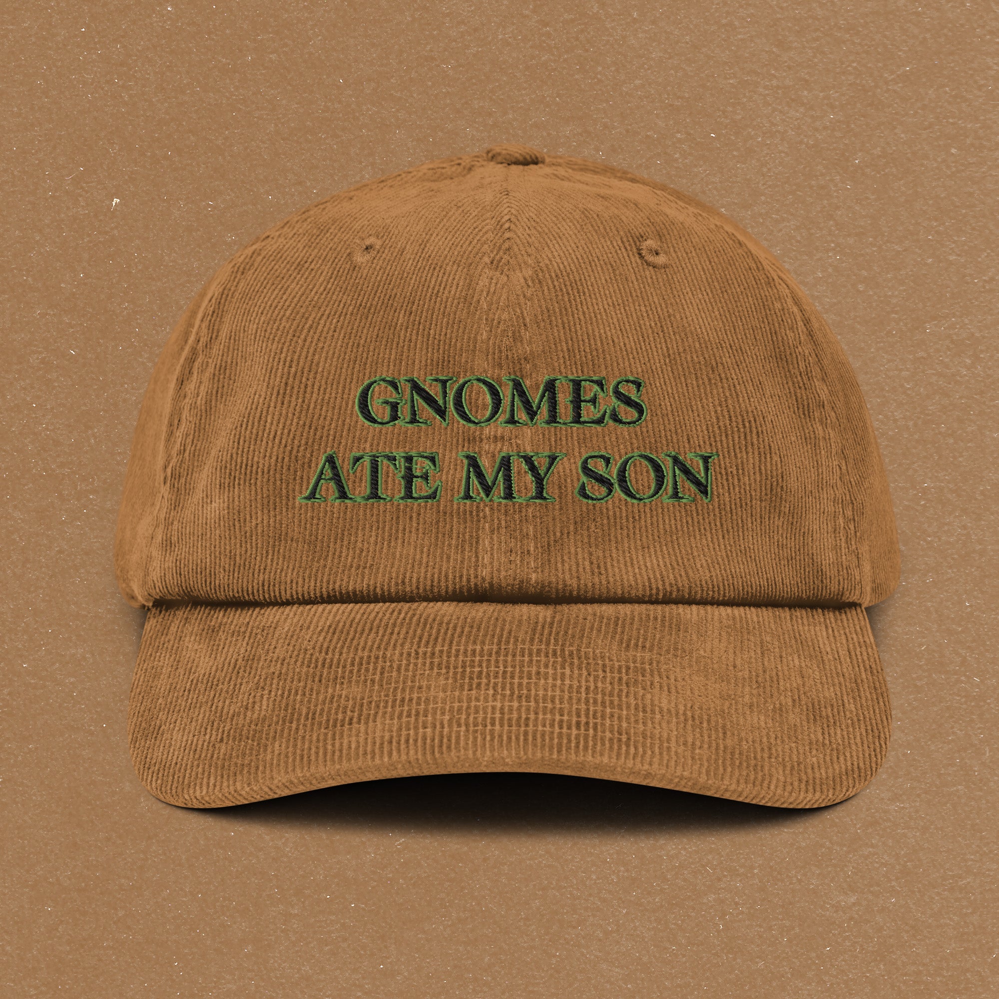 A hat with a design.