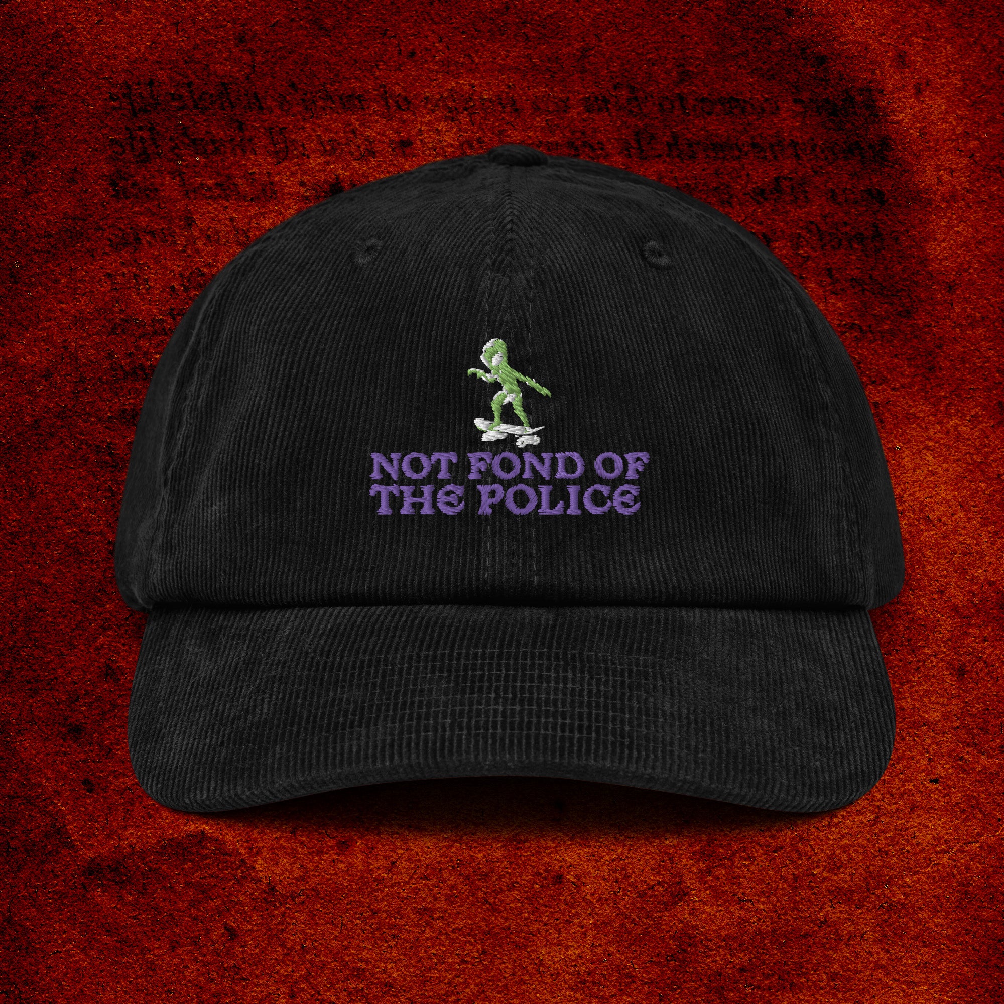A hat with a design.
