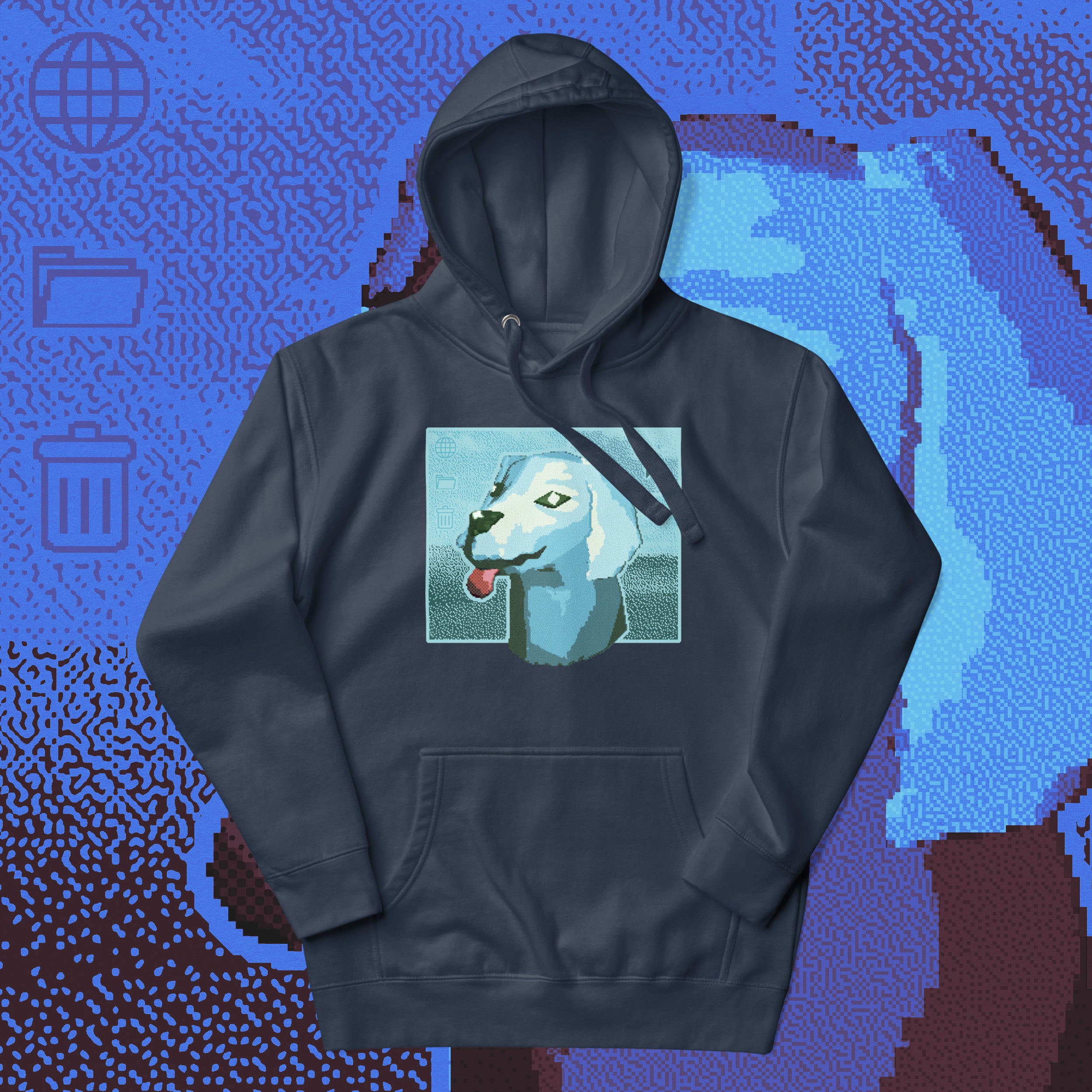A hoodie with a design.