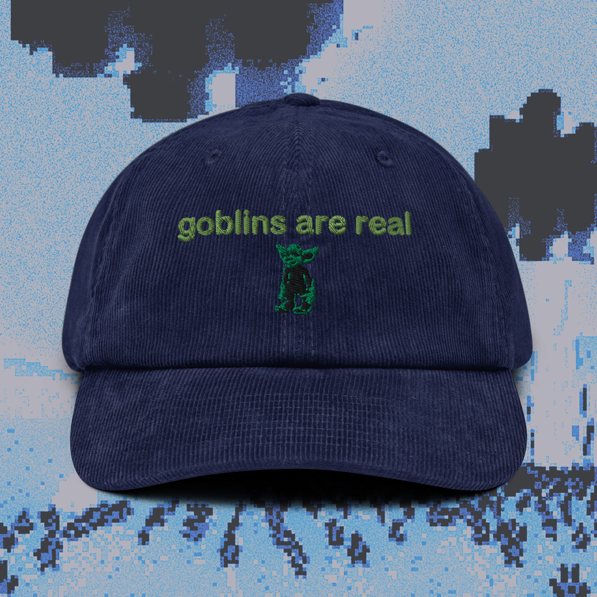A hat with a design.