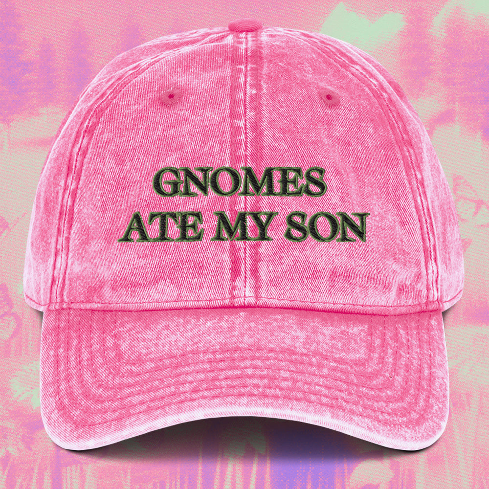 A hat with a design.